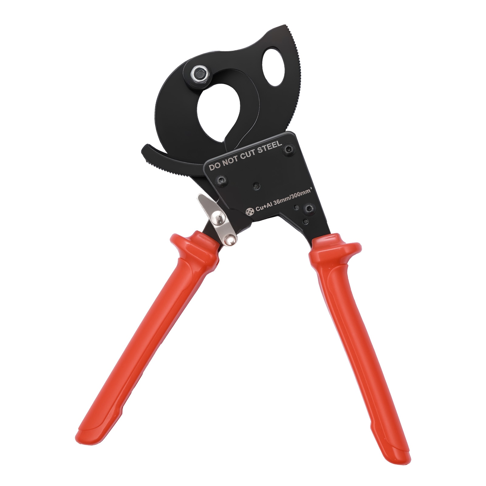 VEVOR Ratcheting Cable Cutter Spring Steel Blades with PVC-Coated Handles Quick-Release Button Heavy Duty Ratchet Cable Wire Cutter for Cutting Copper and Aluminum Cables Up to 600 MCM / 300 square millimeters #SCDLJD11INCH15890V0