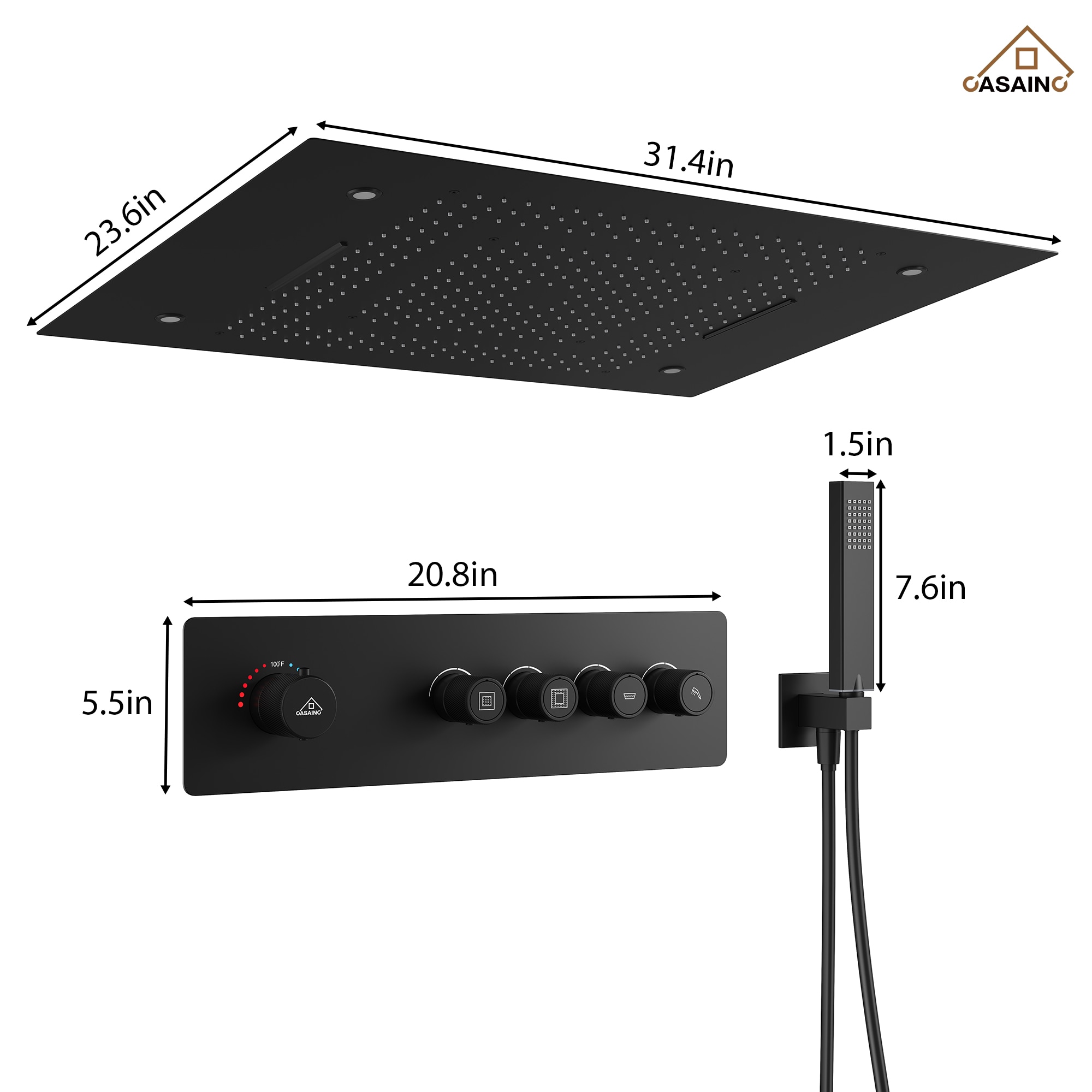 CASAINC KCHS0024-MB Showerhead-Bar-Panels - View #11