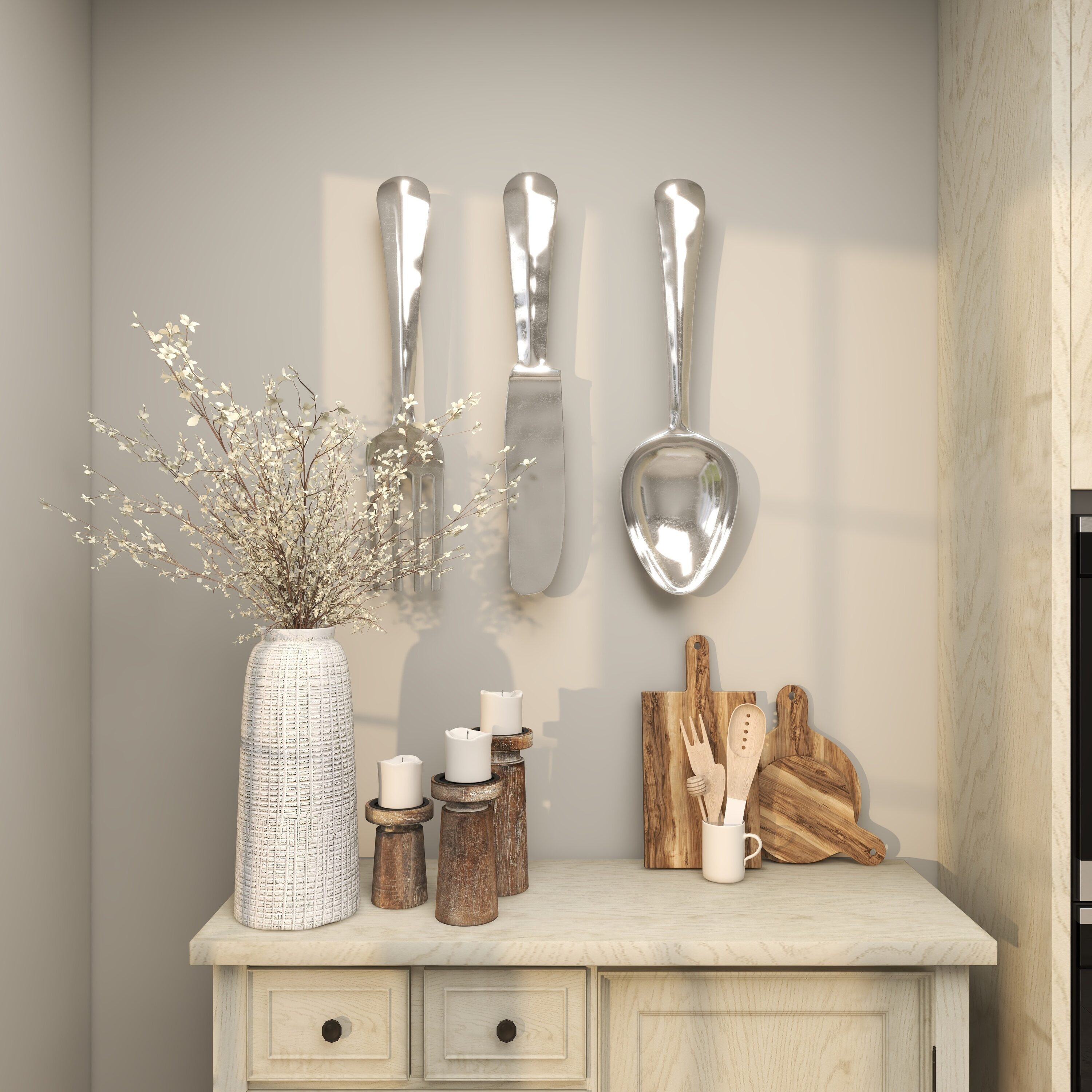 Grayson Lane 26167 4-in W x 23-in H Metal Knife, Spoon and Fork Kitchen Wall sculpture