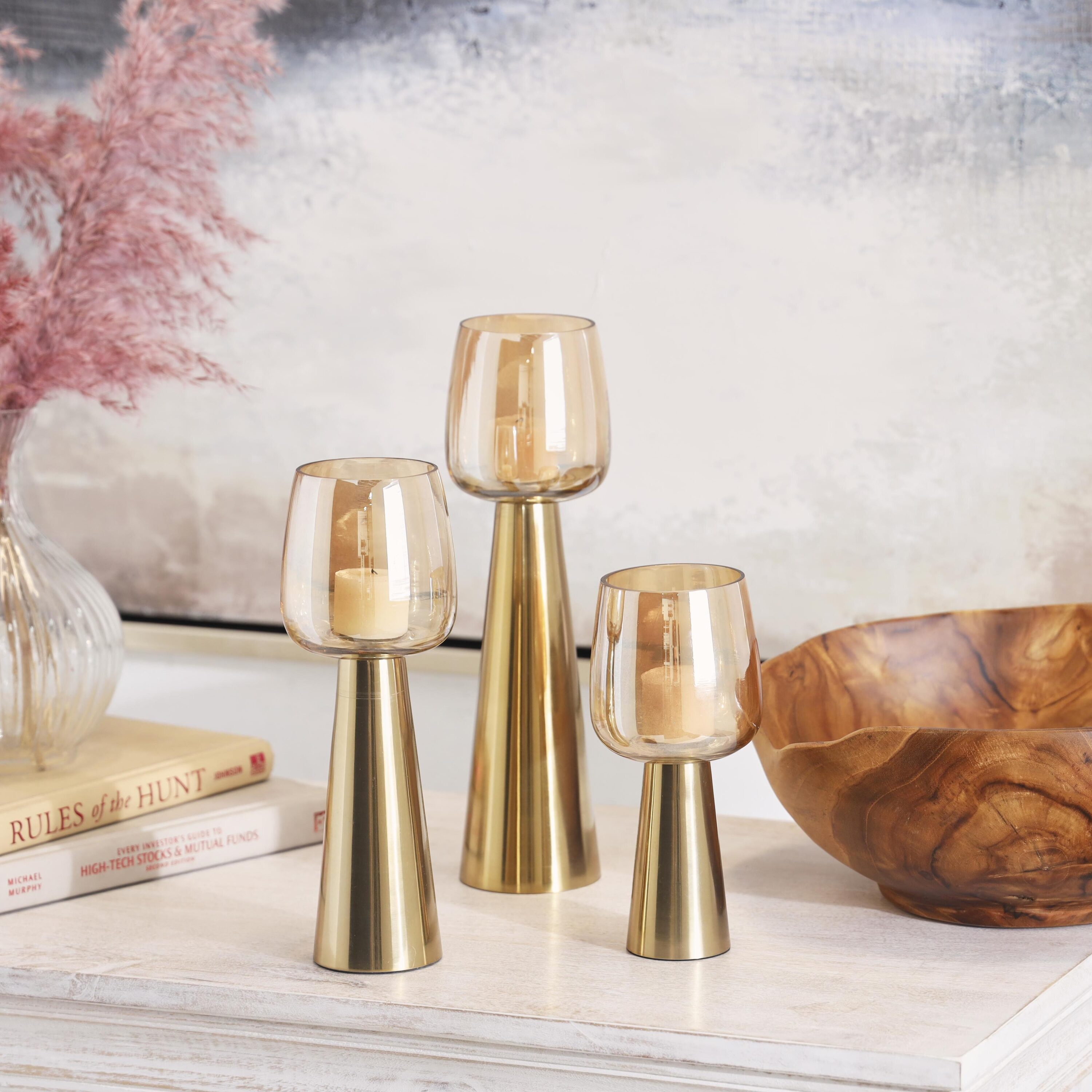 Grayson Lane 820400 3 Candle Stainless steel Pillar Candle Holder