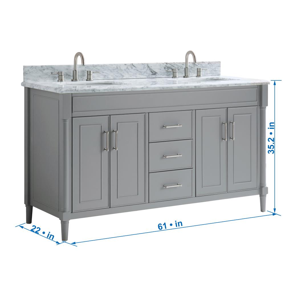 allen + roth Perrella 61-in Light Gray Undermount Double Sink Bathroom ...