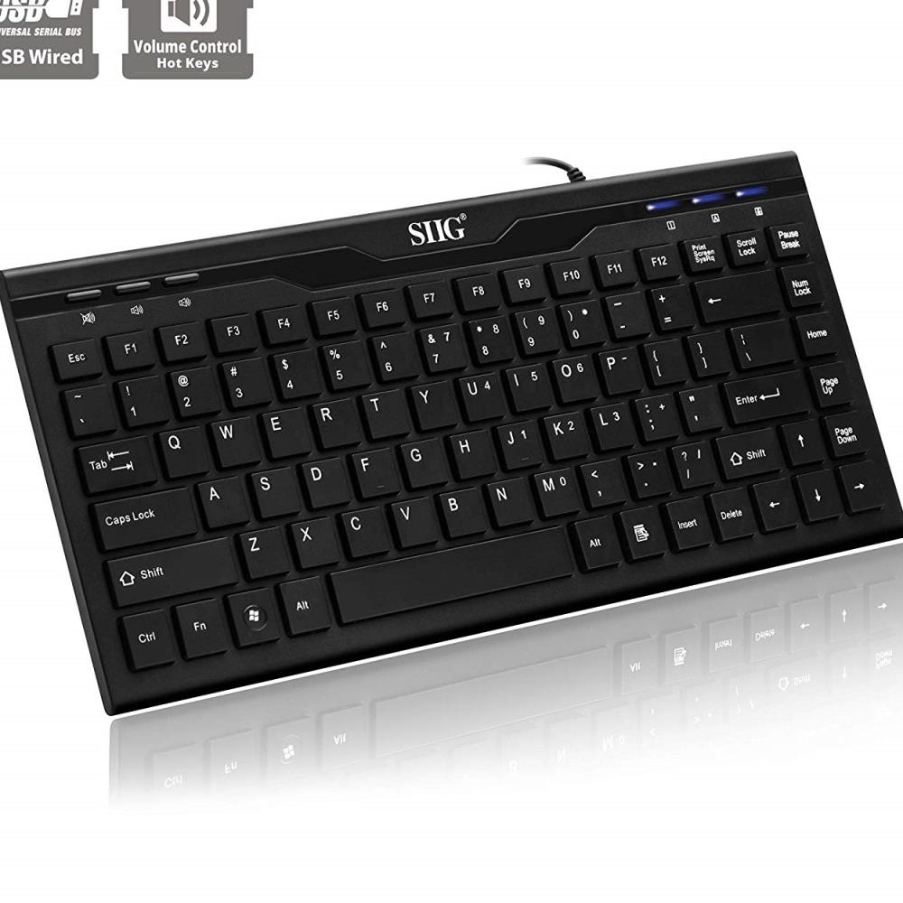 SIIG SYBA144705  JK-US0N12-S1 Compact Space Saving Mini-Size Keyboard with 87-key Qwerty Keyboard Layout