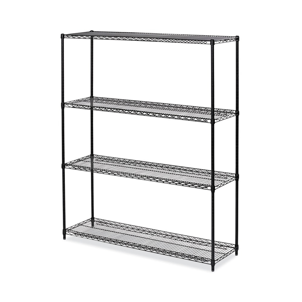 Alera 4-Shelf All-Purpose Wire Shelving Starter Kit - 60 in x 18 in x 72 in - Black Anthracite Plus #ALEN4TIND6018BA