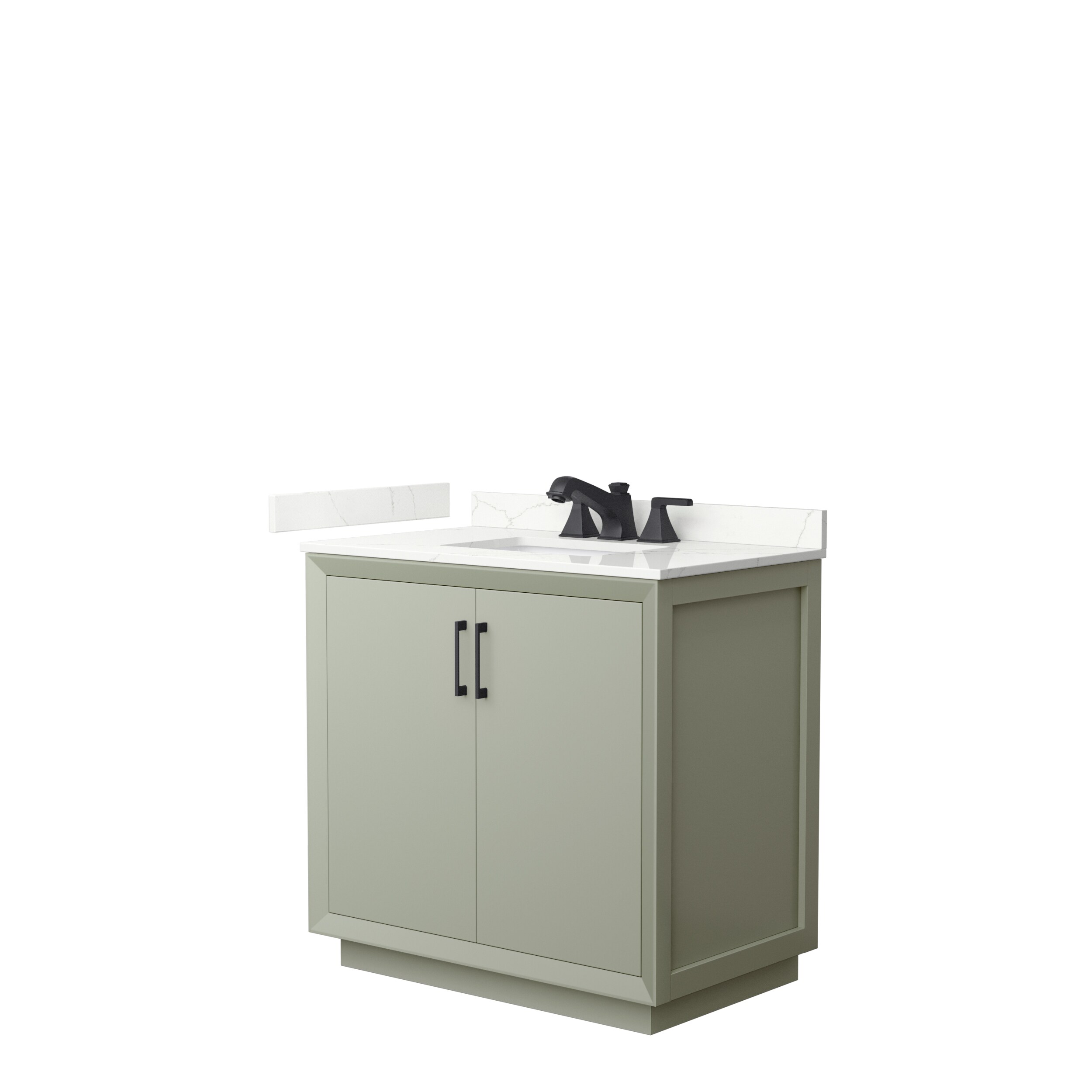 Wyndham Collection WCF414136SLBGTUS3MXX Strada 36-in Light Green Undermount Single Sink Bathroom Vanity with Giotto Quartz Top