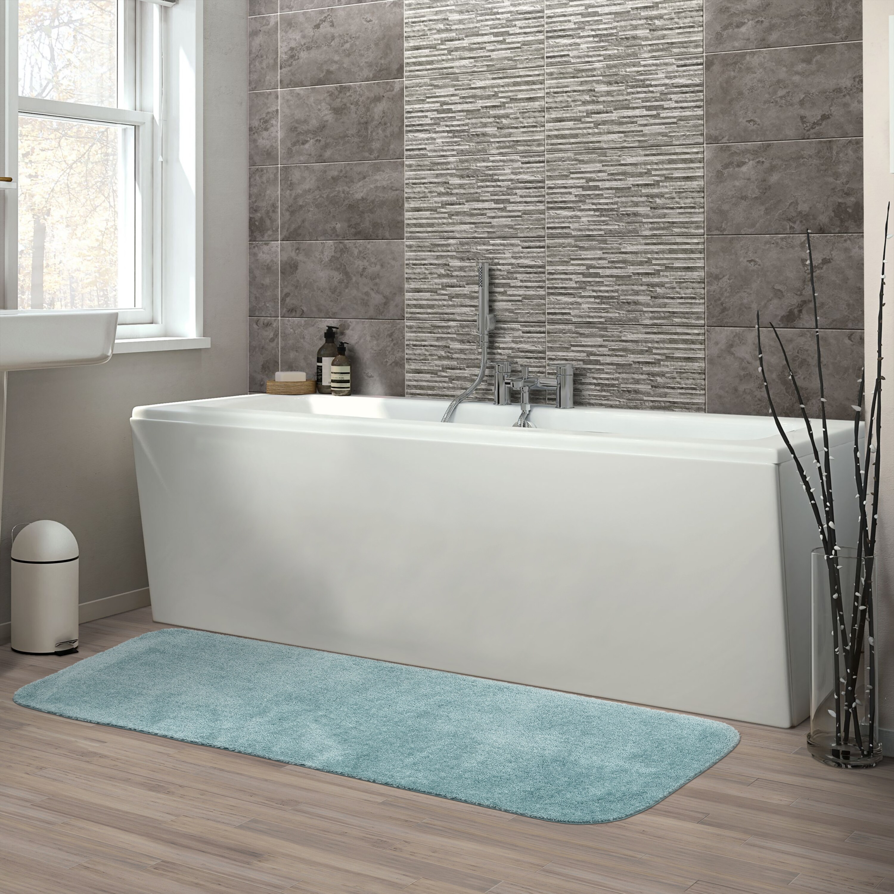 Lucille Rectangular Bath Rug Size: Runner 22 x 60, Color: Sea Foam