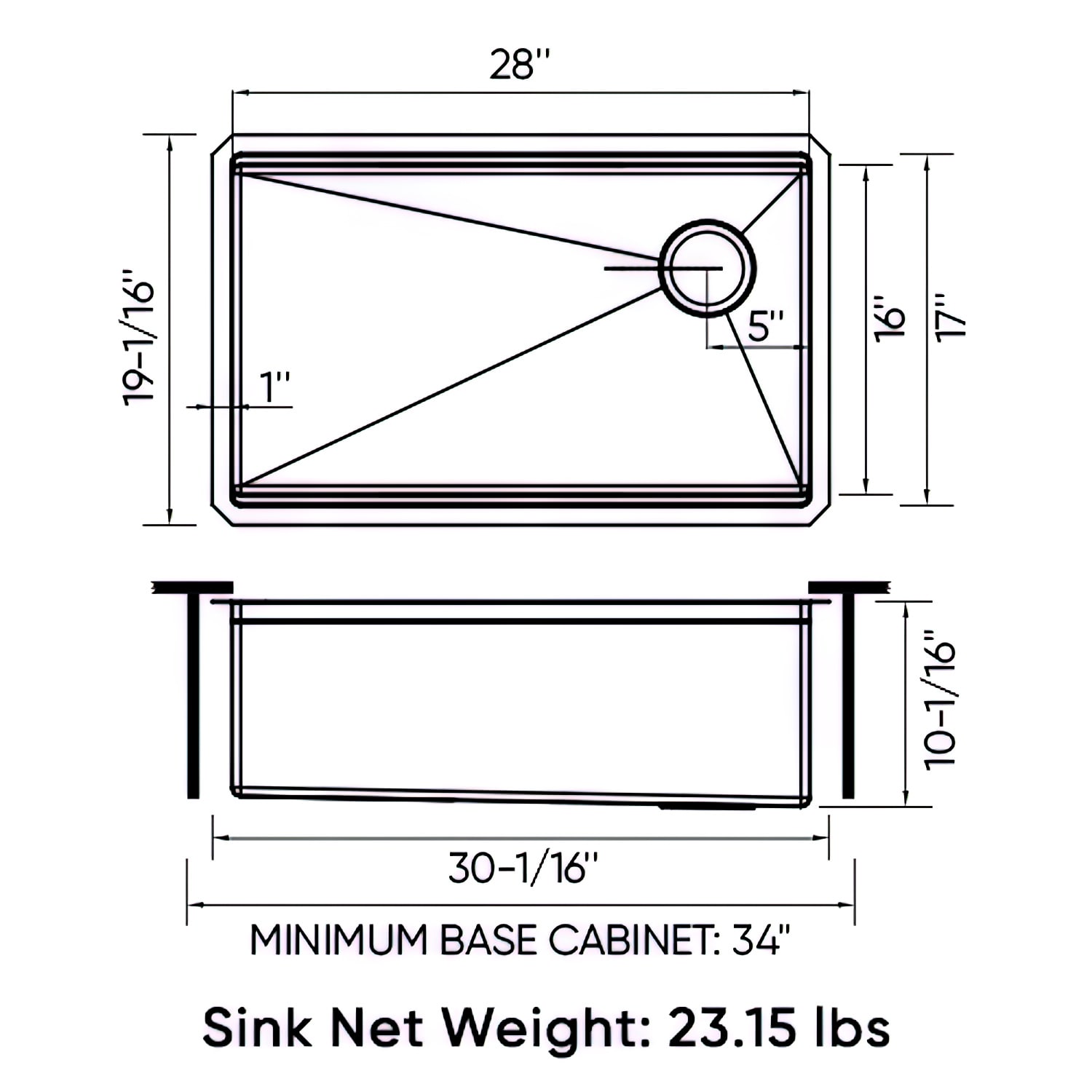 Sinber 30" Stainless Steel Drop-In Single Bowl Workstation Kitchen Sink