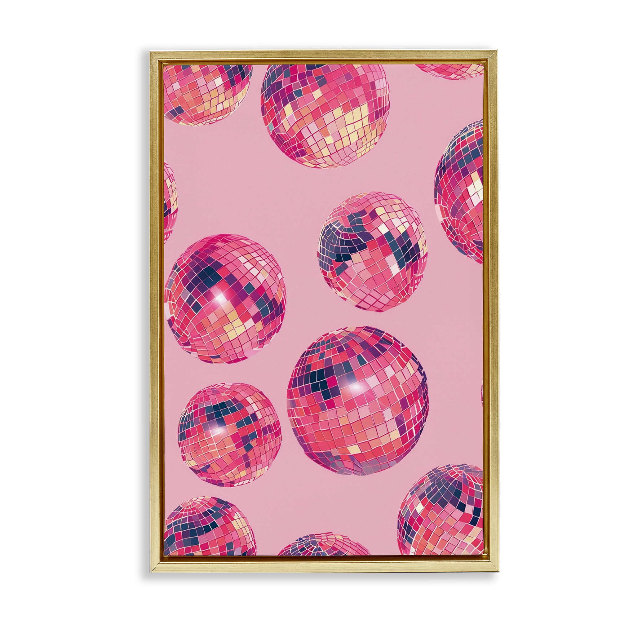 Stupell Industries BT-665-FFG-20X30 Vivid Pink Disco Pattern Floating Frame Design by LSR Design Studio