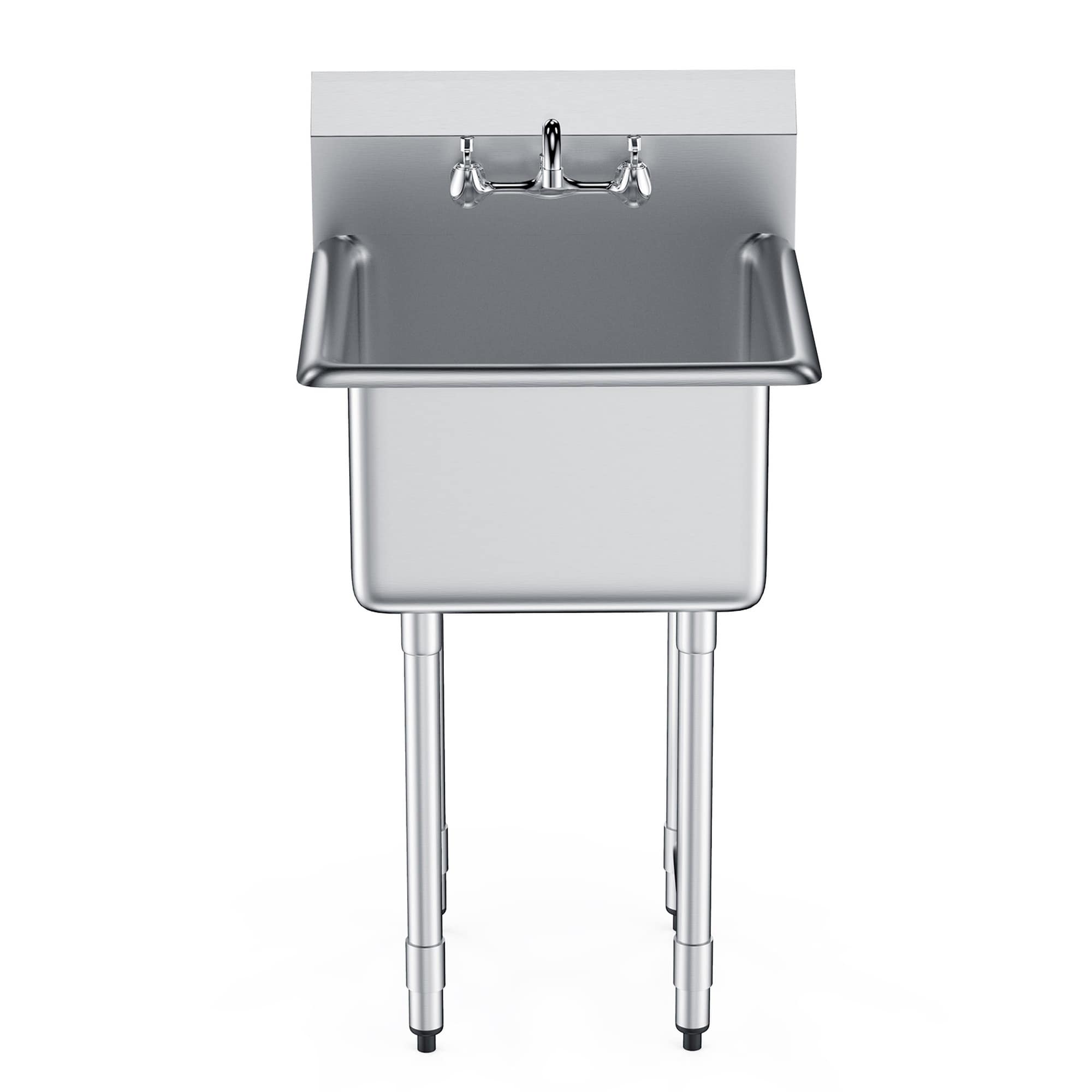 HyperDrop Cart 21x41in 1 Compartment Freestanding Stainless Steel Prep and Utility Sink with Faucet and Legs for Garage Restaurant Kitchen Laundry