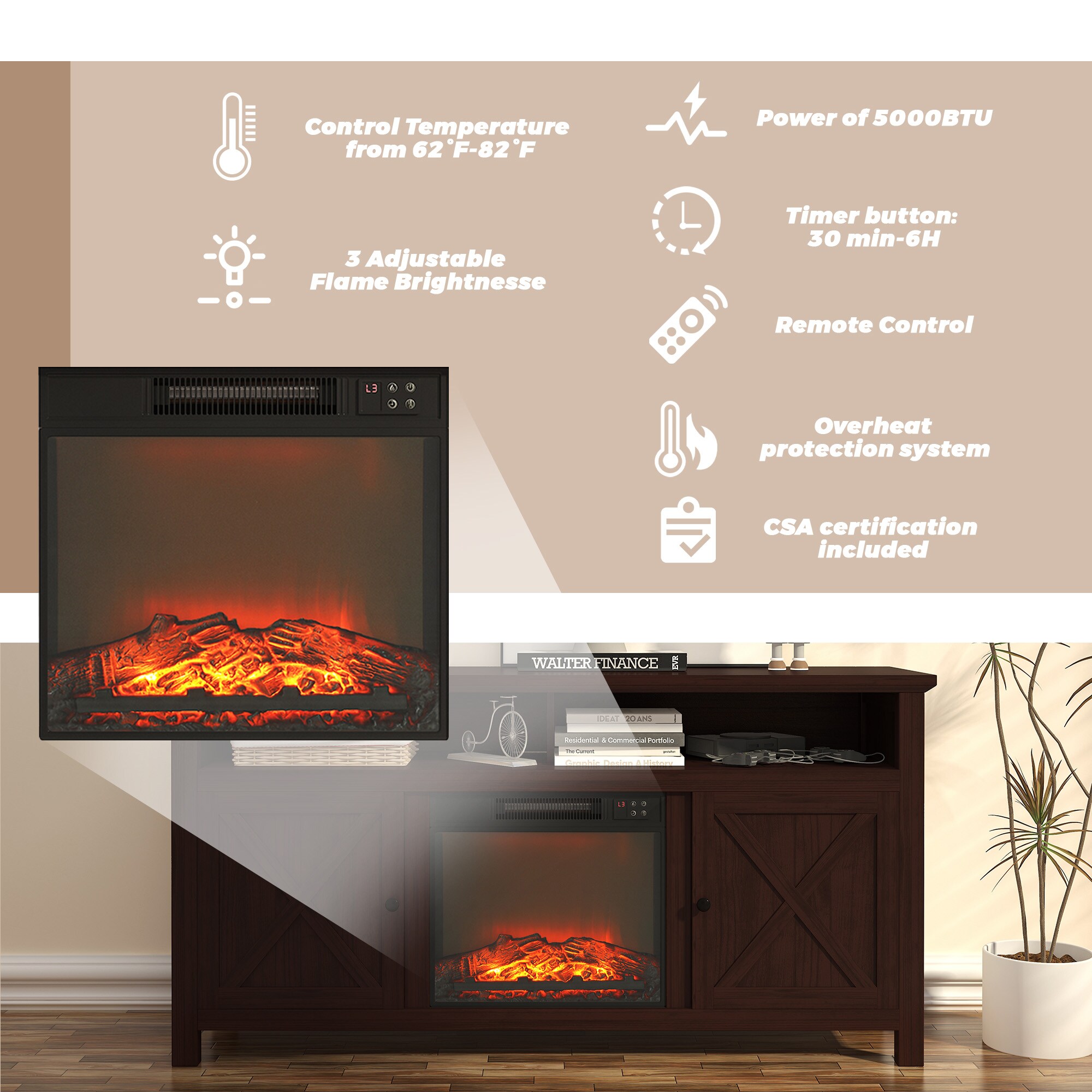 Clihome CL-SX1HA58BR Electric-Fireplaces - View #9