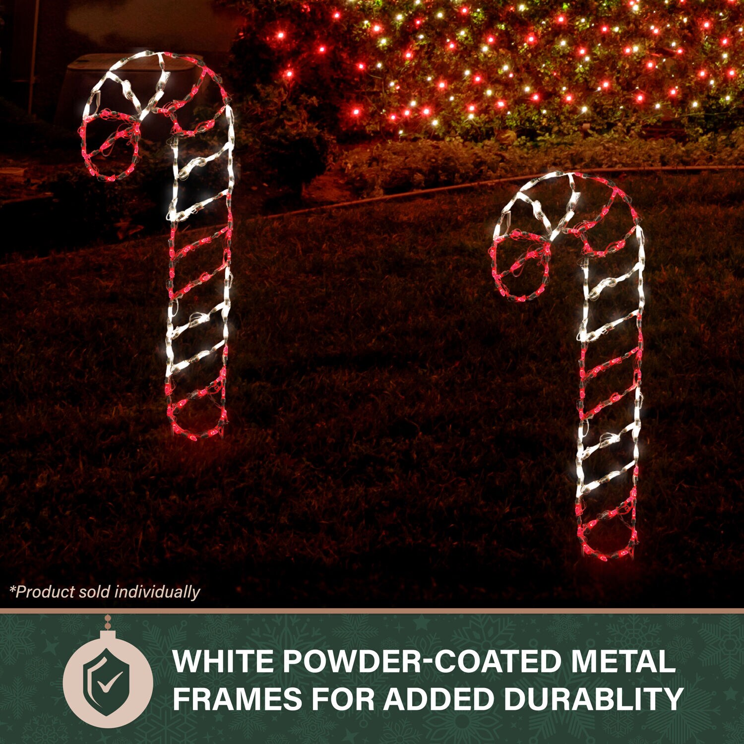 Giant Red and White LED Candy Cane Outdoor Light