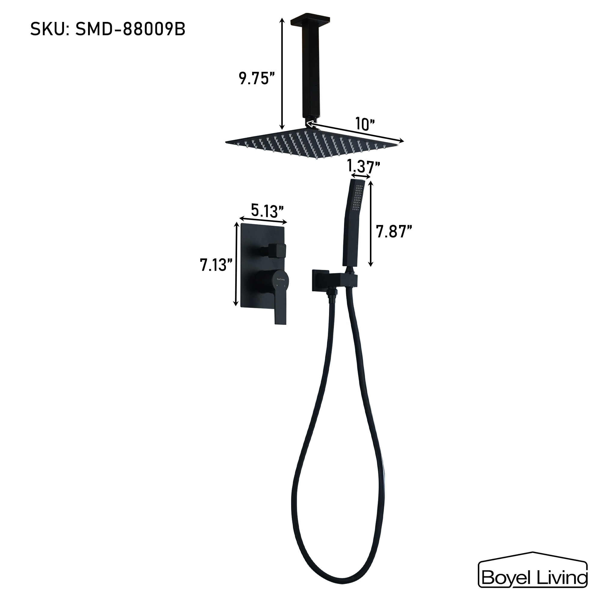 Clihome SMD-88009B Showerhead-Bar-Panels - View #2