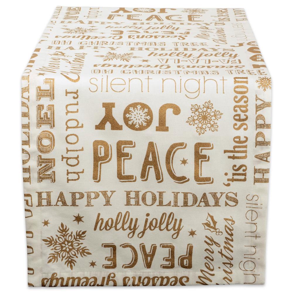 DII CAMZ38046 Christmas Collage Gold Table runner