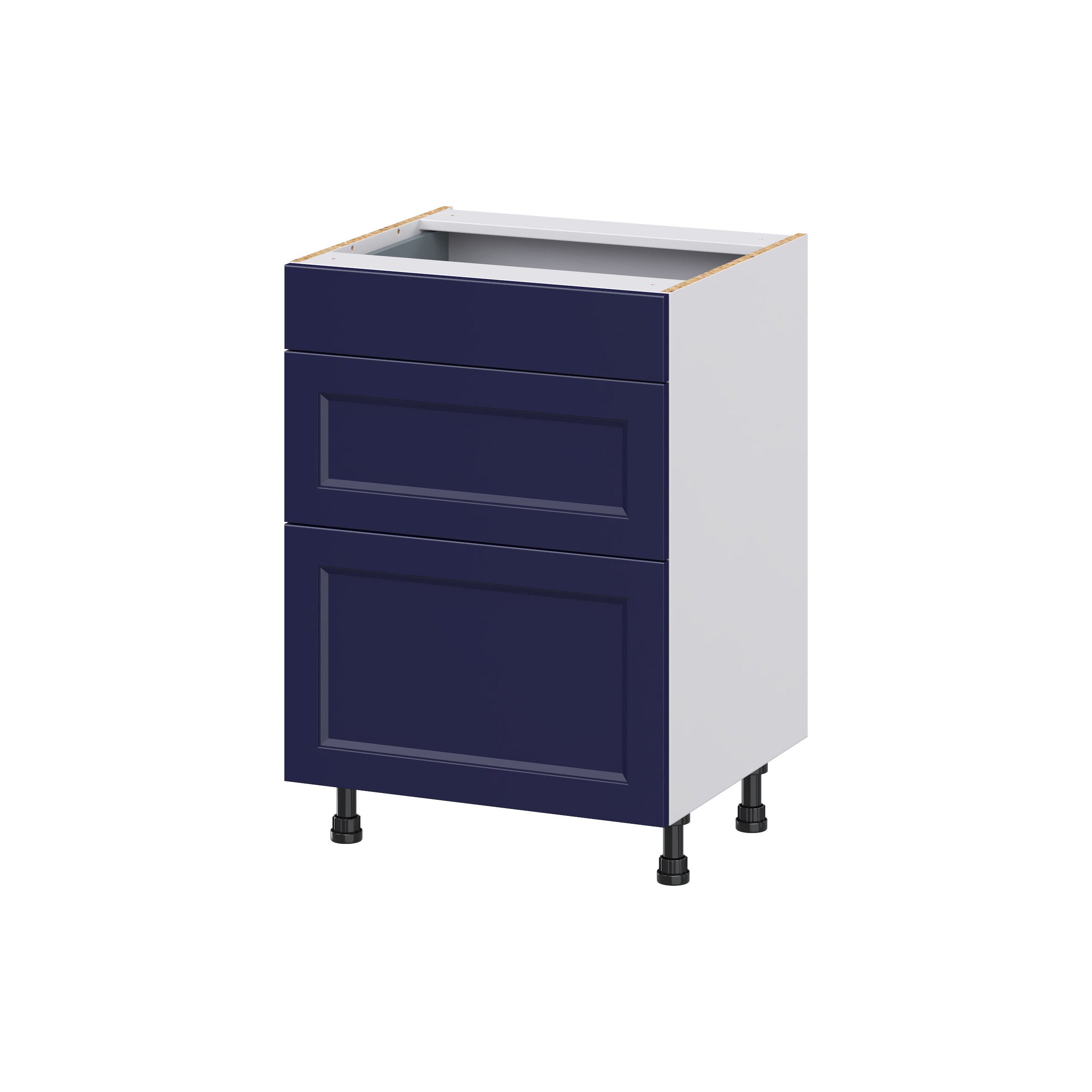Hugo&Borg Lorette 21-in W x 34.5-in H x 24-in D Navy Blue 3-Drawers Base Fully Assembled Cabinet (Recessed Panel Shaker Style)