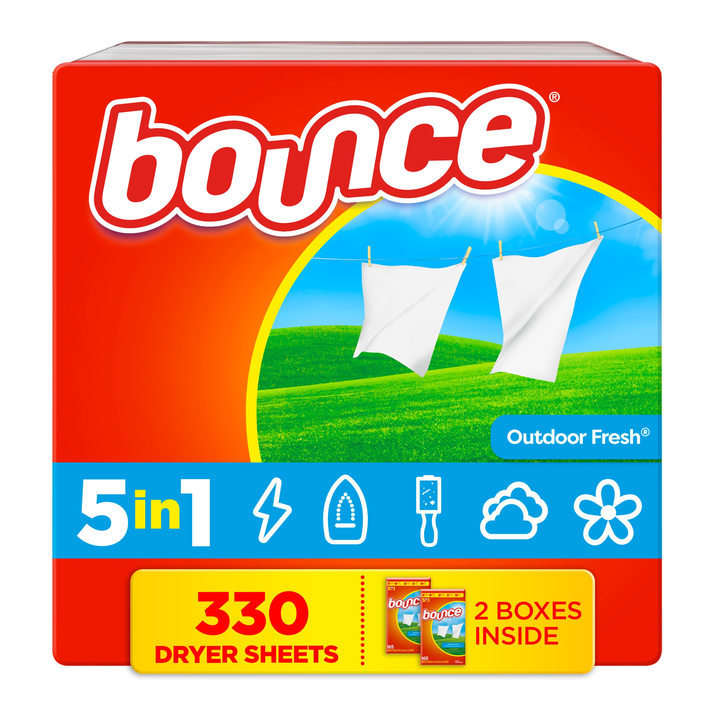 Bounce 3077219095 Outdoor Fresh Fabric Softener Dryer sheets 165 Loads 165 -Count
