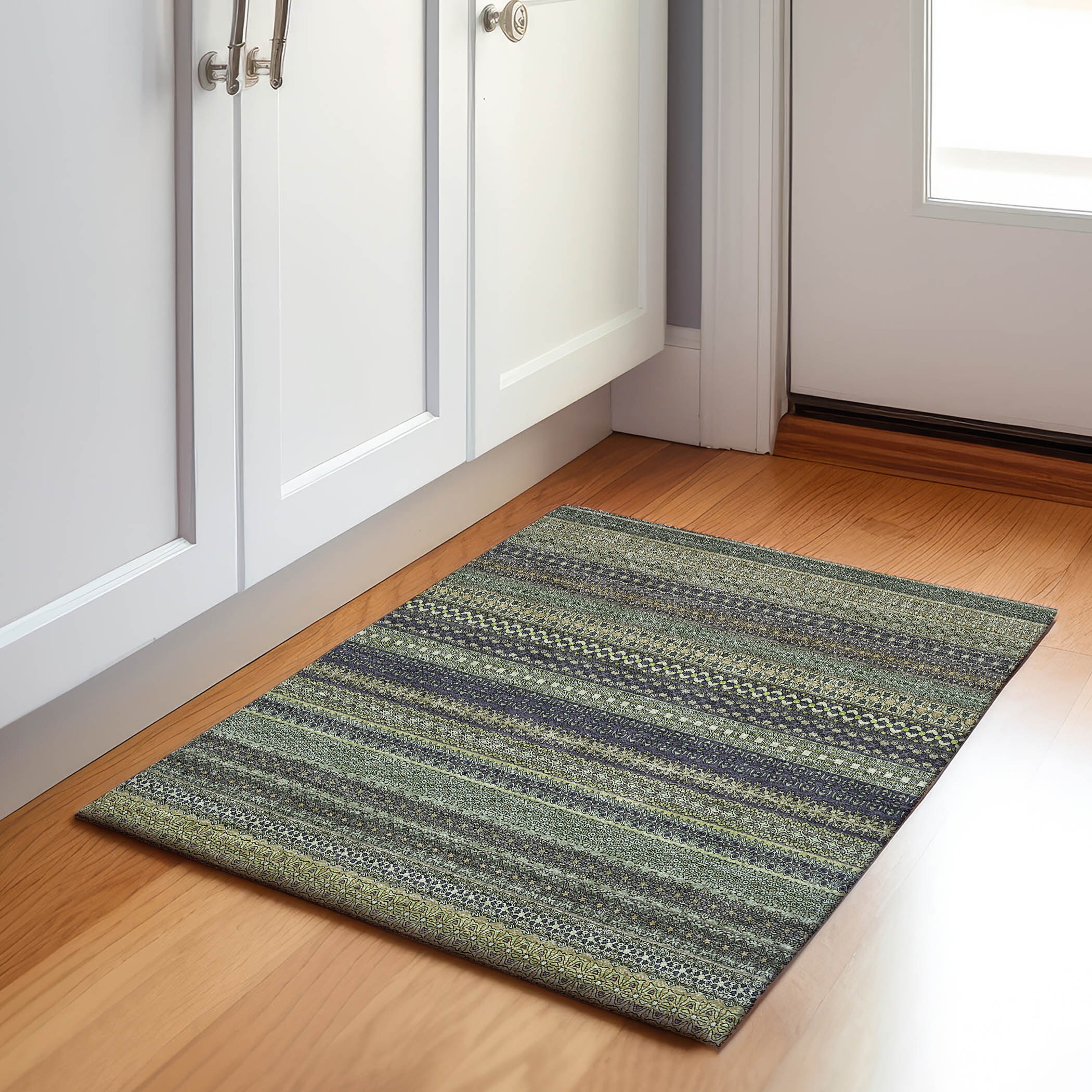 Addison Rugs AMF574BU2X8 Mayfield AMF574BU 2 x 7 (ft) Loomed Polyester Blue Rectangular Indoor Geometric Machine washable Area rug