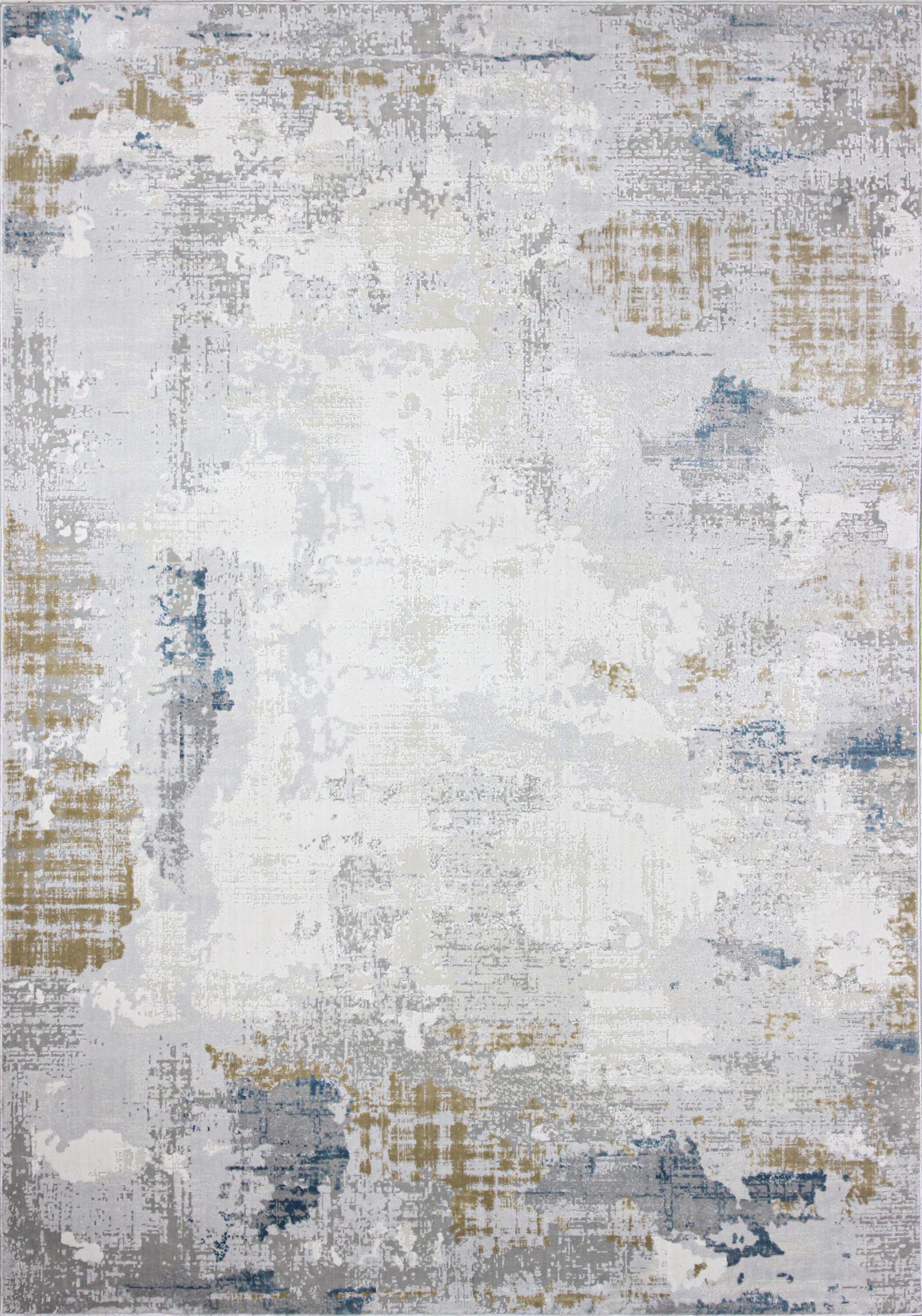 Bashian 649652293622 9 x 12 (ft) Loomed Polyester Ivory/Blue Rectangular Indoor Abstract Mid-Century Modern Area rug