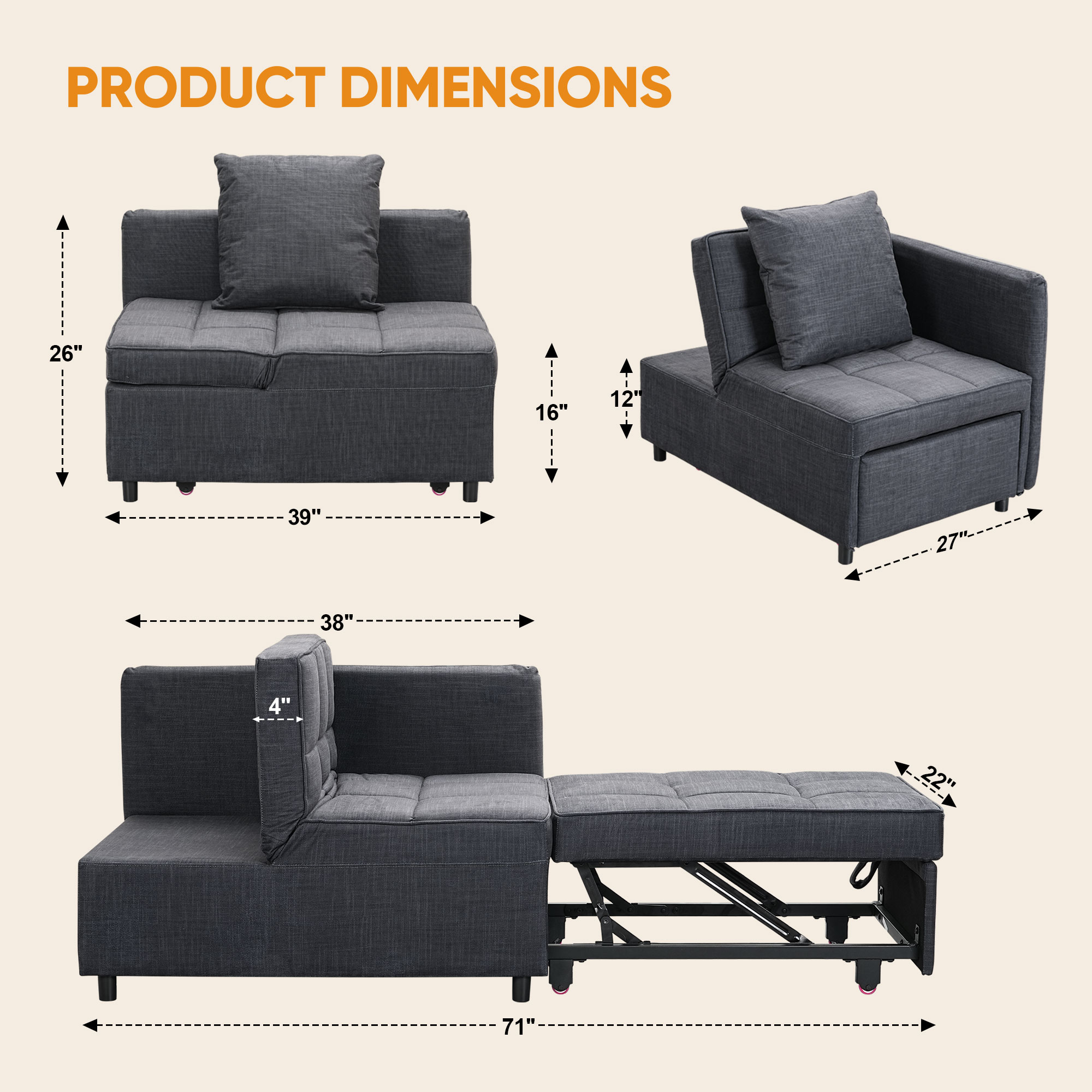 Ainfox WUX023-DG futons - View #6