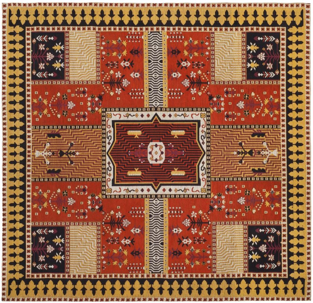 Safavieh CLV512D-6SQ Classic Vintage Tomaso 6 x 6 (ft) Loomed Cotton Orange/Gold Square Indoor Abstract Global Area rug