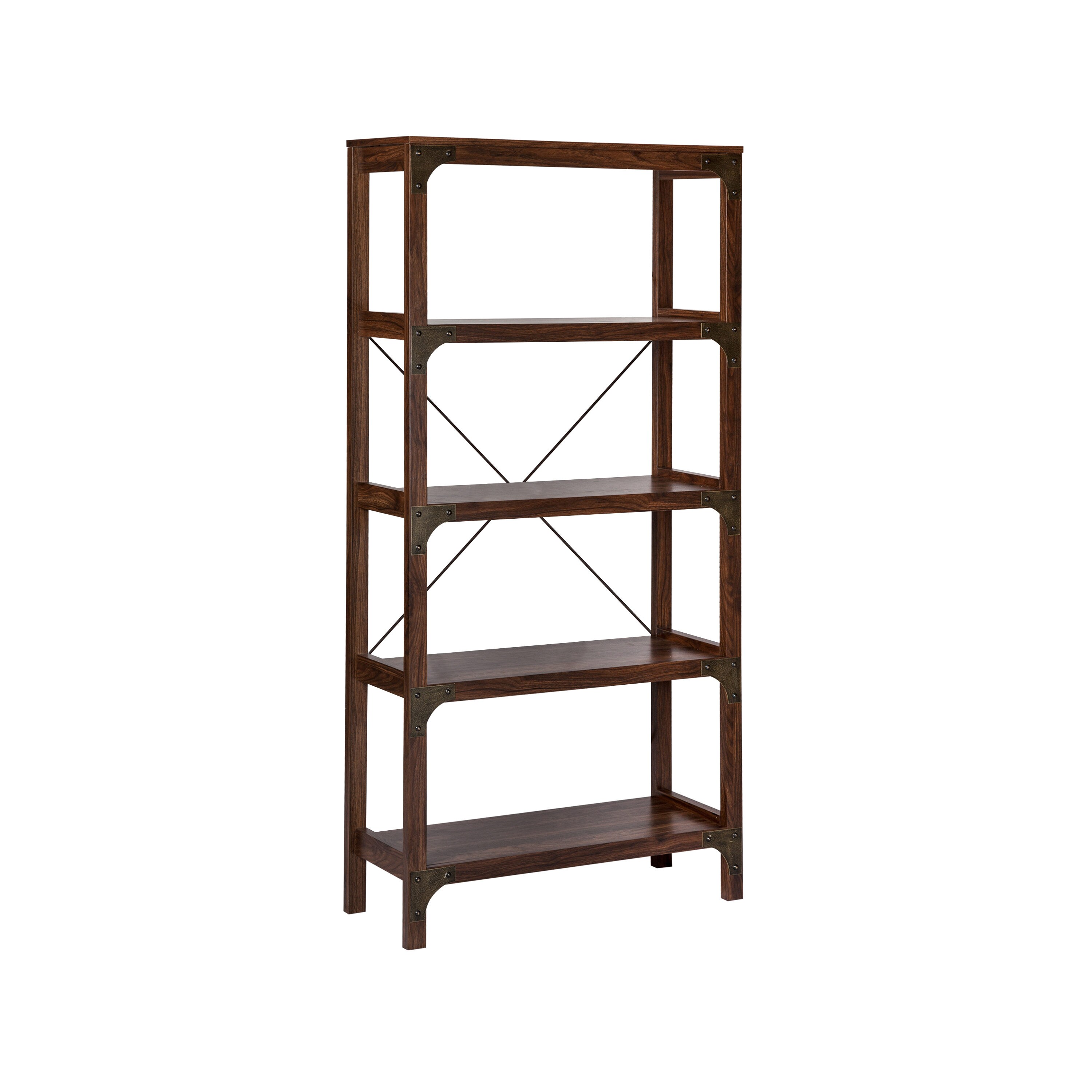 Saint Birch SBLG3005BKWN Hanson Walnut Wood 4 -Shelf Bookcase ( 31.5-Inches W x 65.2-Inches H x 11.8-Inches D ) Finished