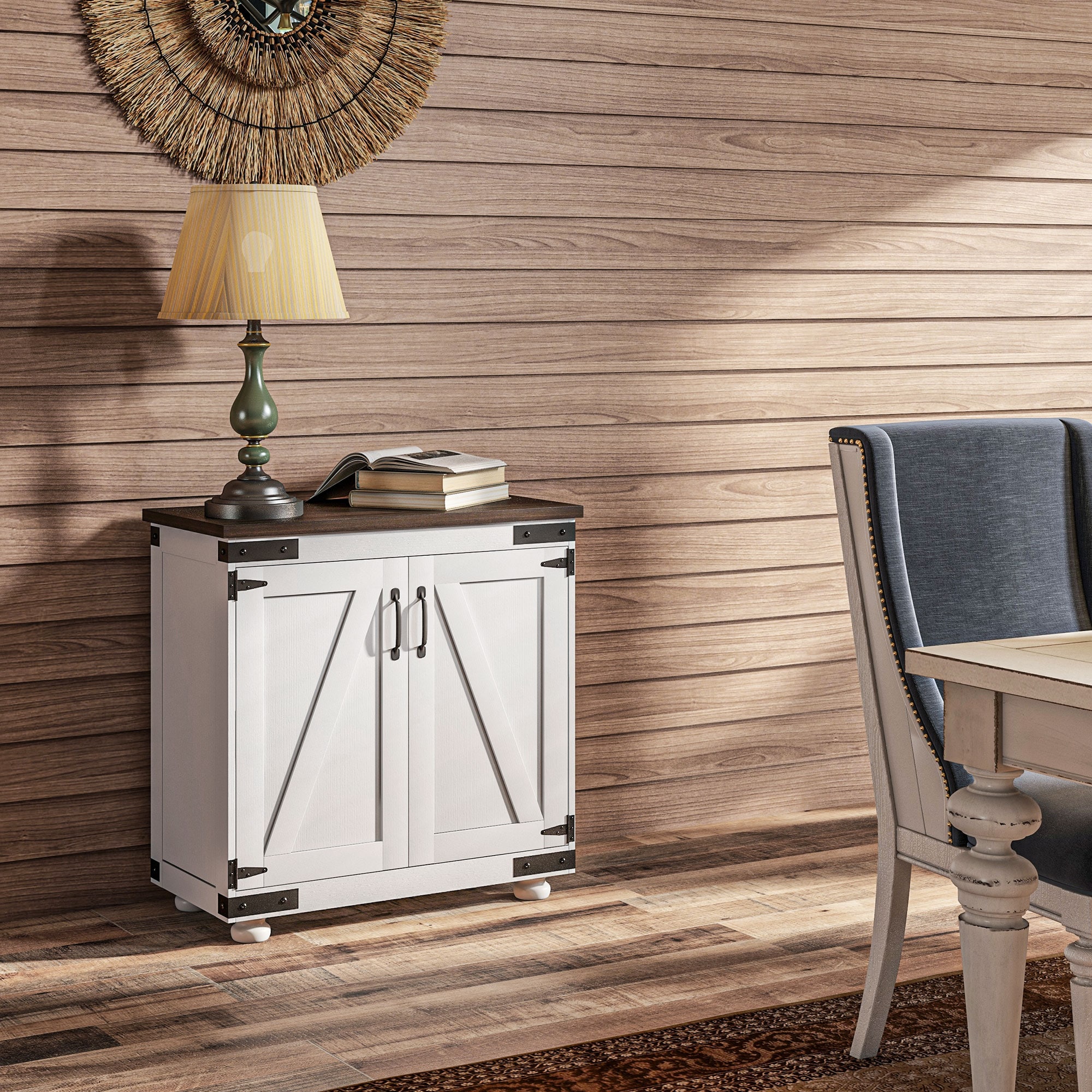 LUXEYARD Modern Farmhouse Sideboard Buffet Cabinet with Barn Style Door ...