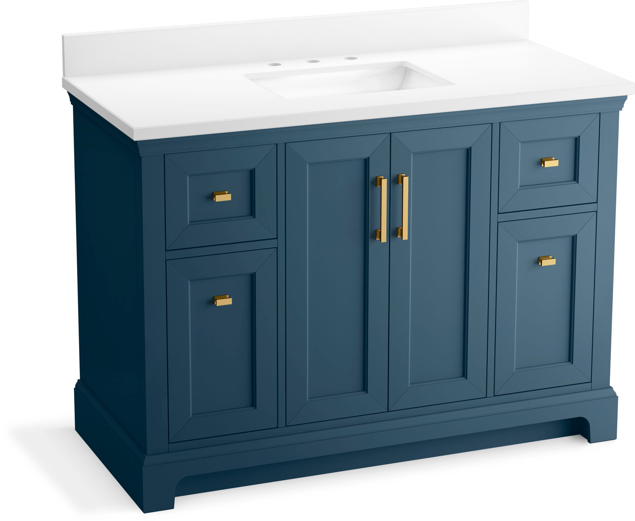 KOHLER 29262-BD1-TDB Charlemont 48-in Tidal Blue Undermount Single sink Bathroom Vanity with Pure White Quartz Top