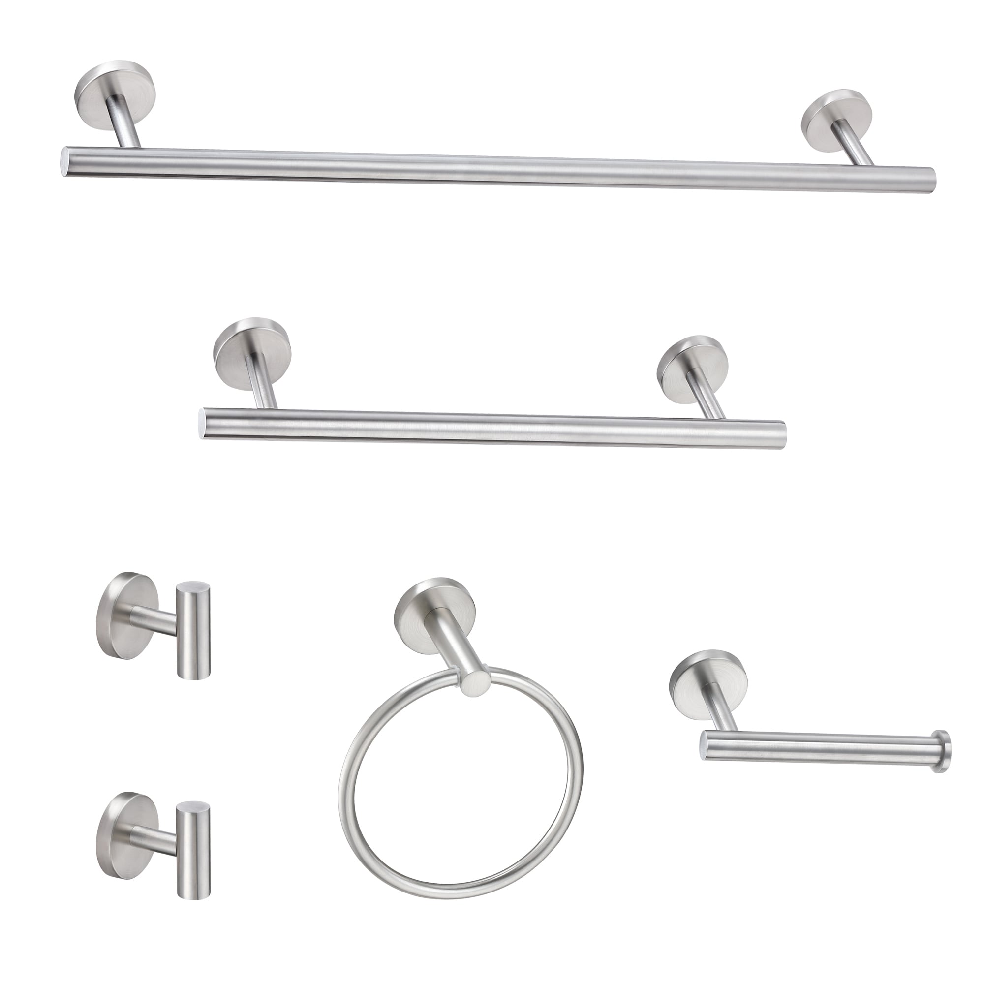 Sir Faucet TOHLAR-026 6 -Piece nickel Decorative Bathroom Hardware Set Towel Bar, Towel Ring ,Robe Hook Included