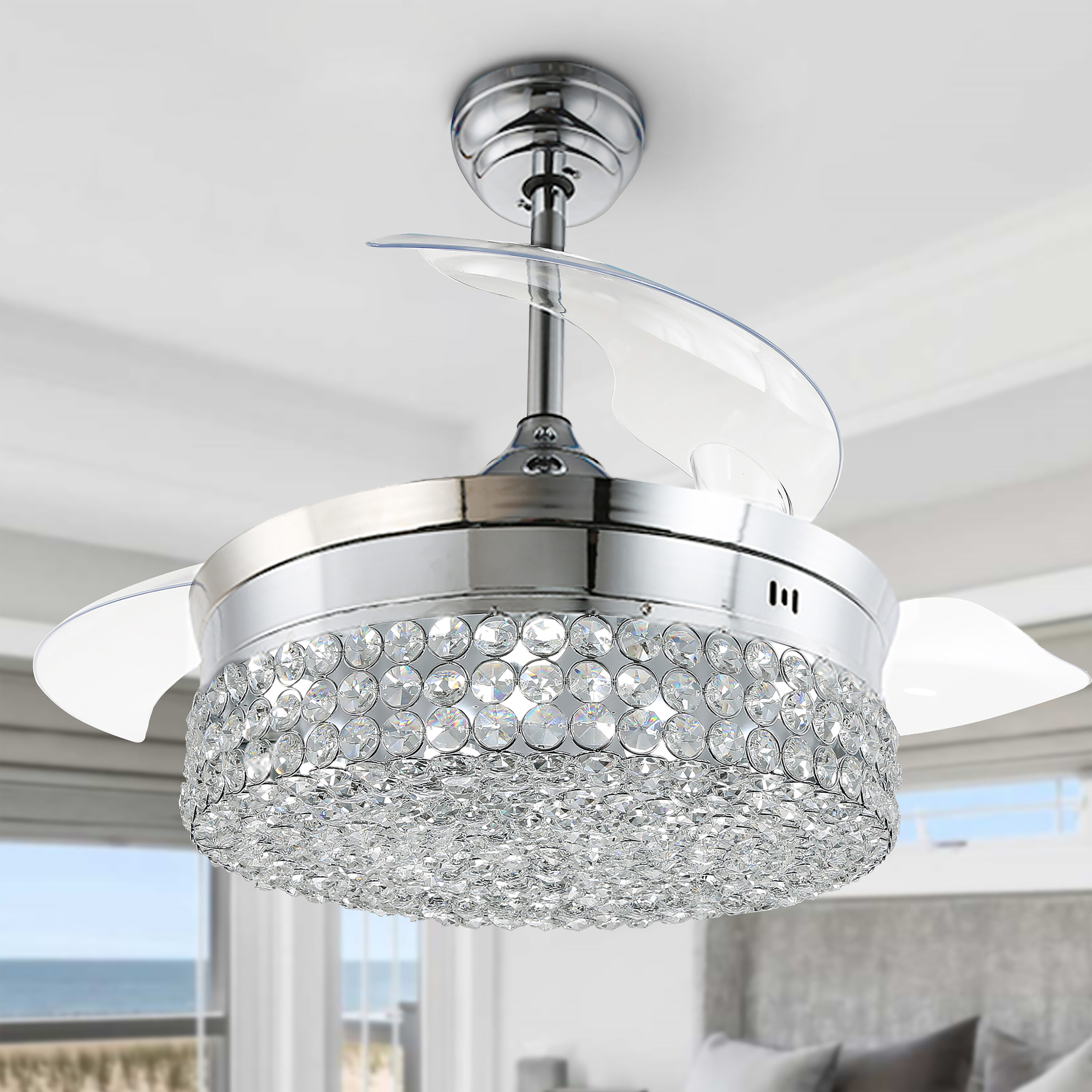 Cusp Barn BD3602-C BD3602 36-in Color-Changing Chrome with Ceiling Fan With Light - Remote Included ( 3 -Blade )