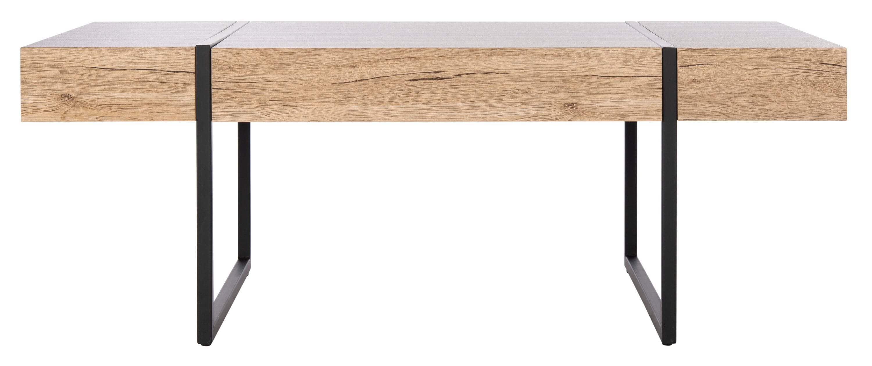 Tristan Natural Black 48" Rectangular Wood Metal Coffee Table