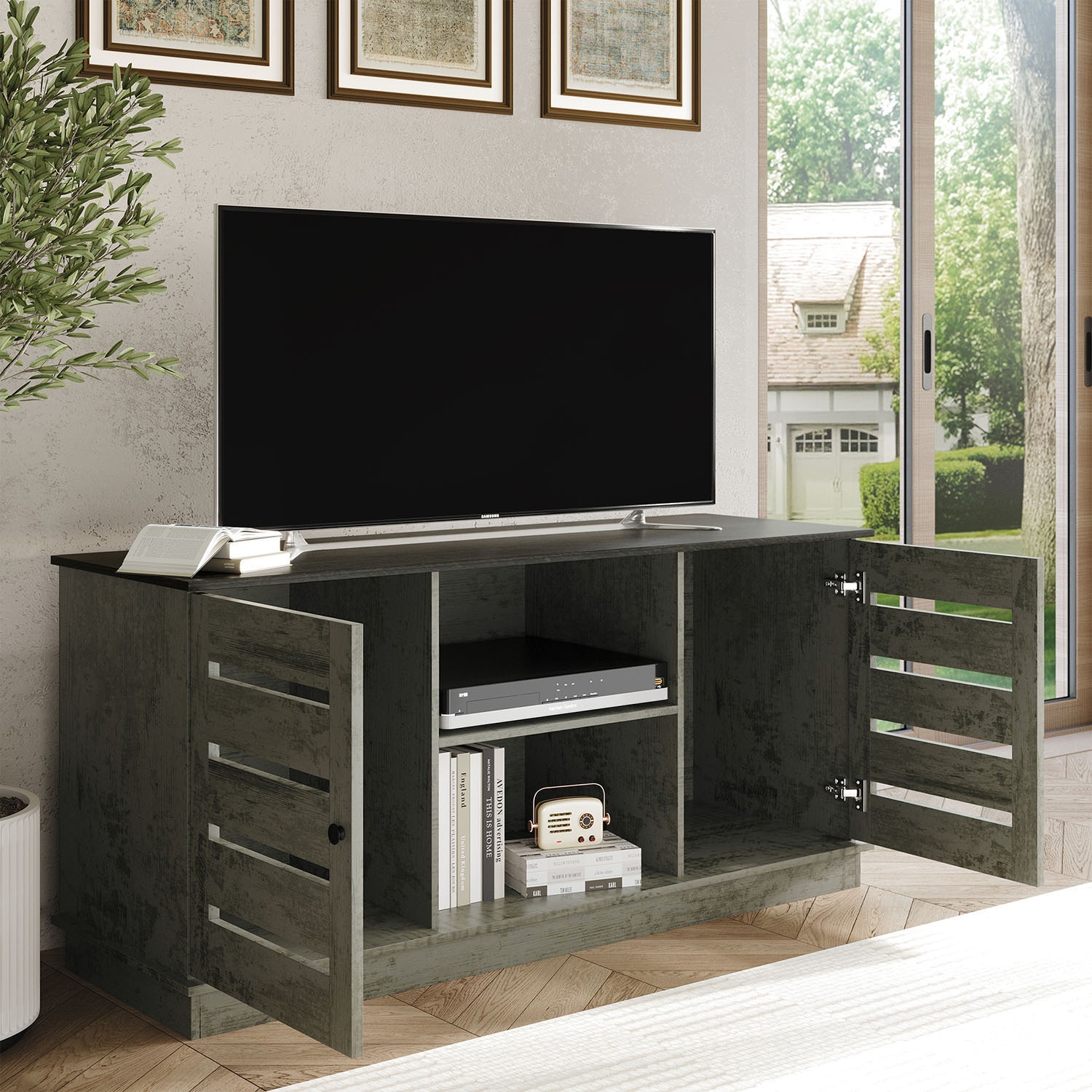ChaletPosh C7044TV-GOK Transitional Grey Oak 47.28-in W TV stand ( Accommodates TVs up to 48-in )