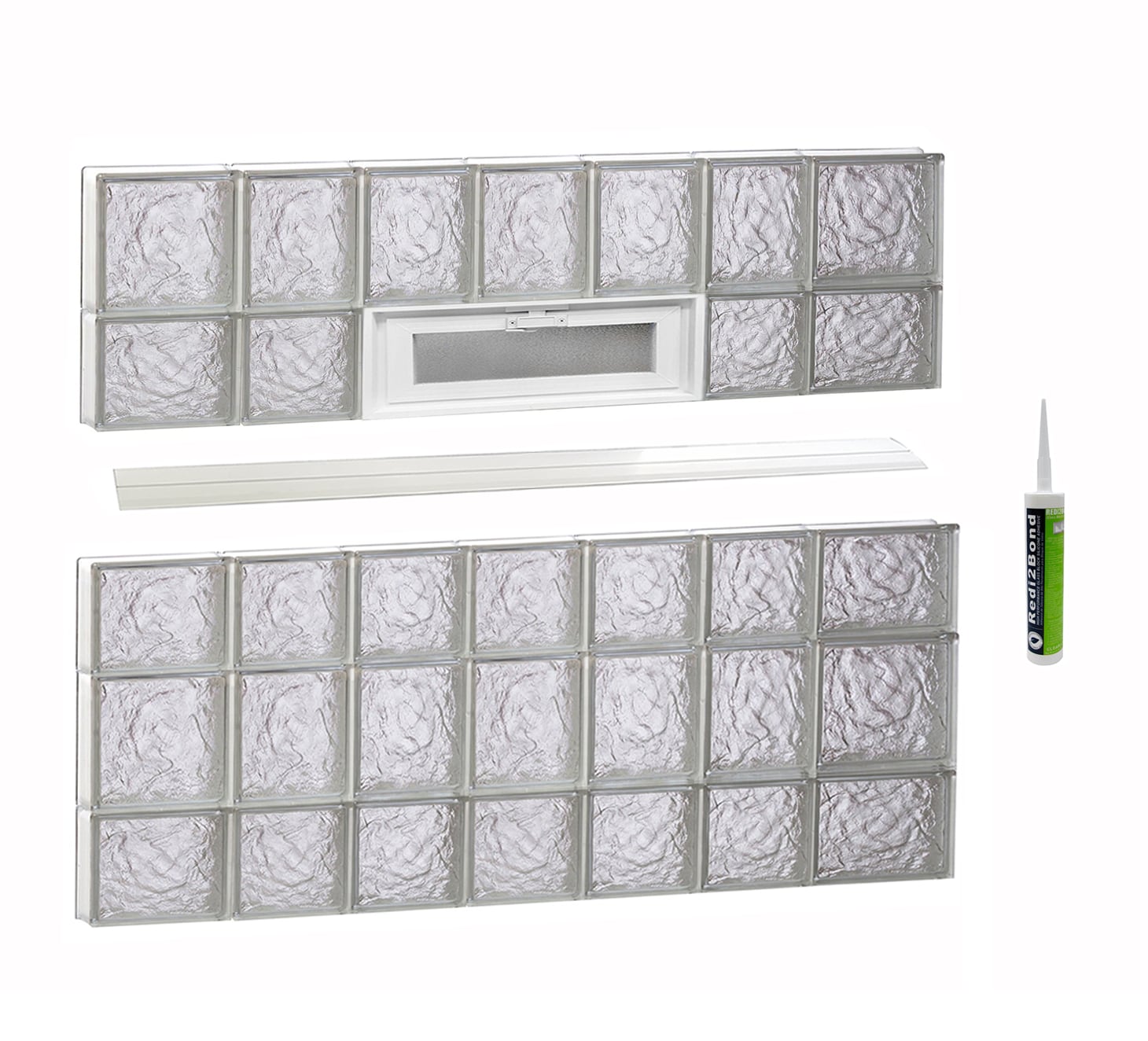 REDI2SET V4634IS Ice Glass 44-1/4-in x 32-3/4-in Frameless Replacement Vented Glass Block Window