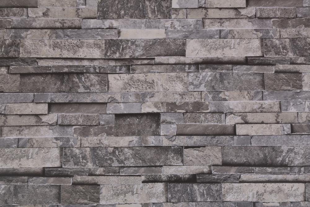 Dundee Deco MG-LU-B2606A Falkirk McGowen 26.6-Sq. Feet Grey, Beige Vinyl Paintable Textured Stone Self-adhesive Peel and Stick Wallpaper