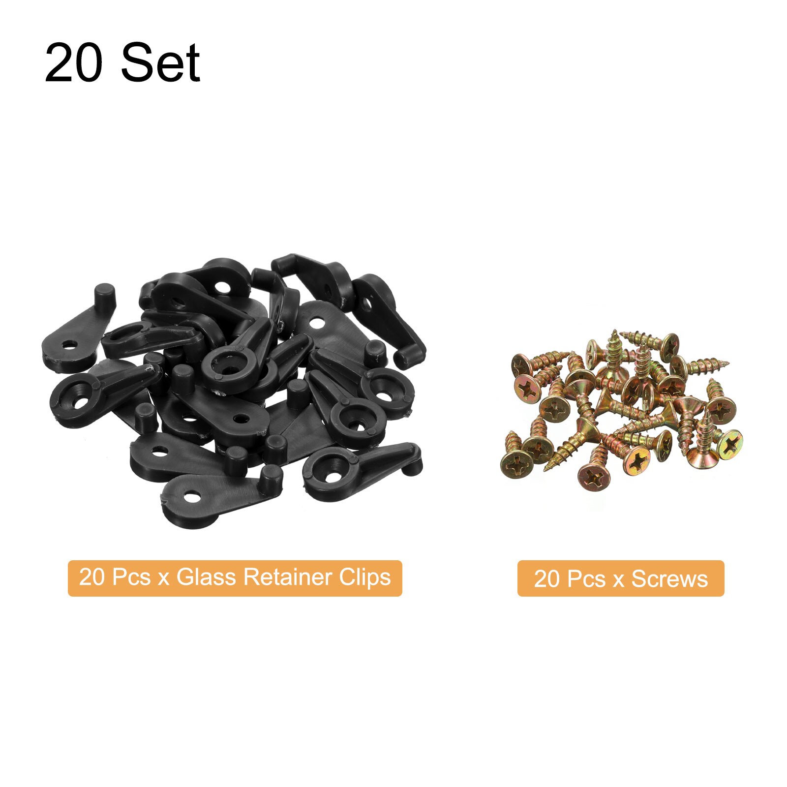 Unique Bargains 20 Sets Glass Retainer Clips Kit 25mm Plastic Glass ...