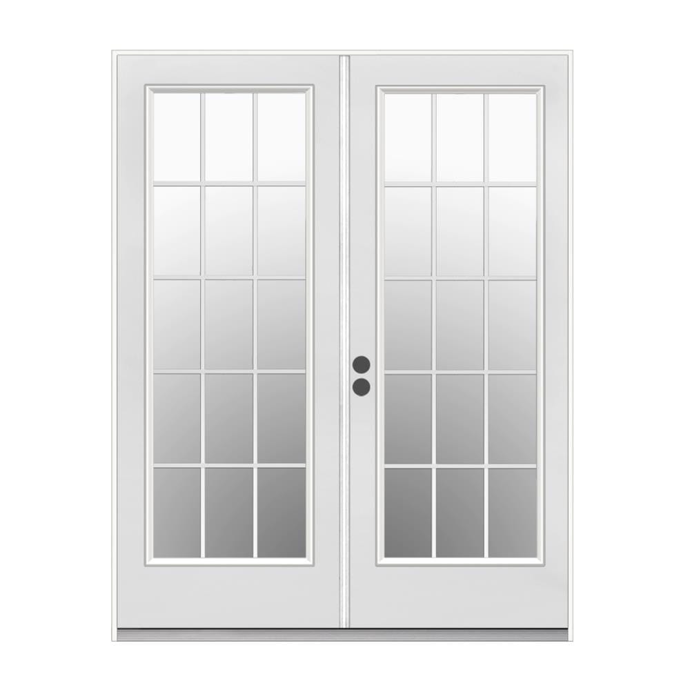 JELD-WEN JW2059-01897 72-in x 80-in Low-e External Grilles Primed Steel French Right-Hand Inswing Double Patio Door