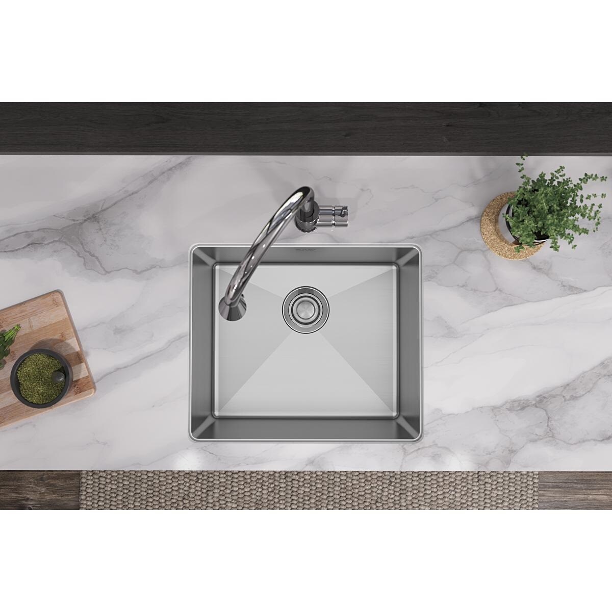 21.5" Silver Stainless Steel Single Bowl Undermount Sink