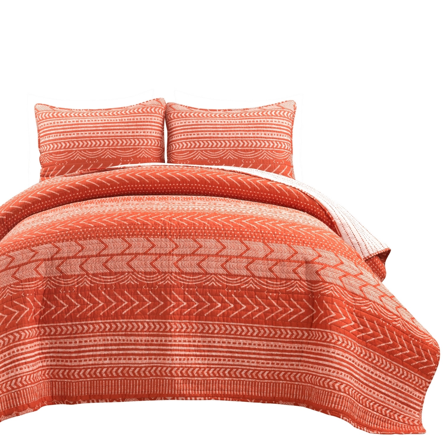 Burnt Orange King Cotton Reversible Quilt Set