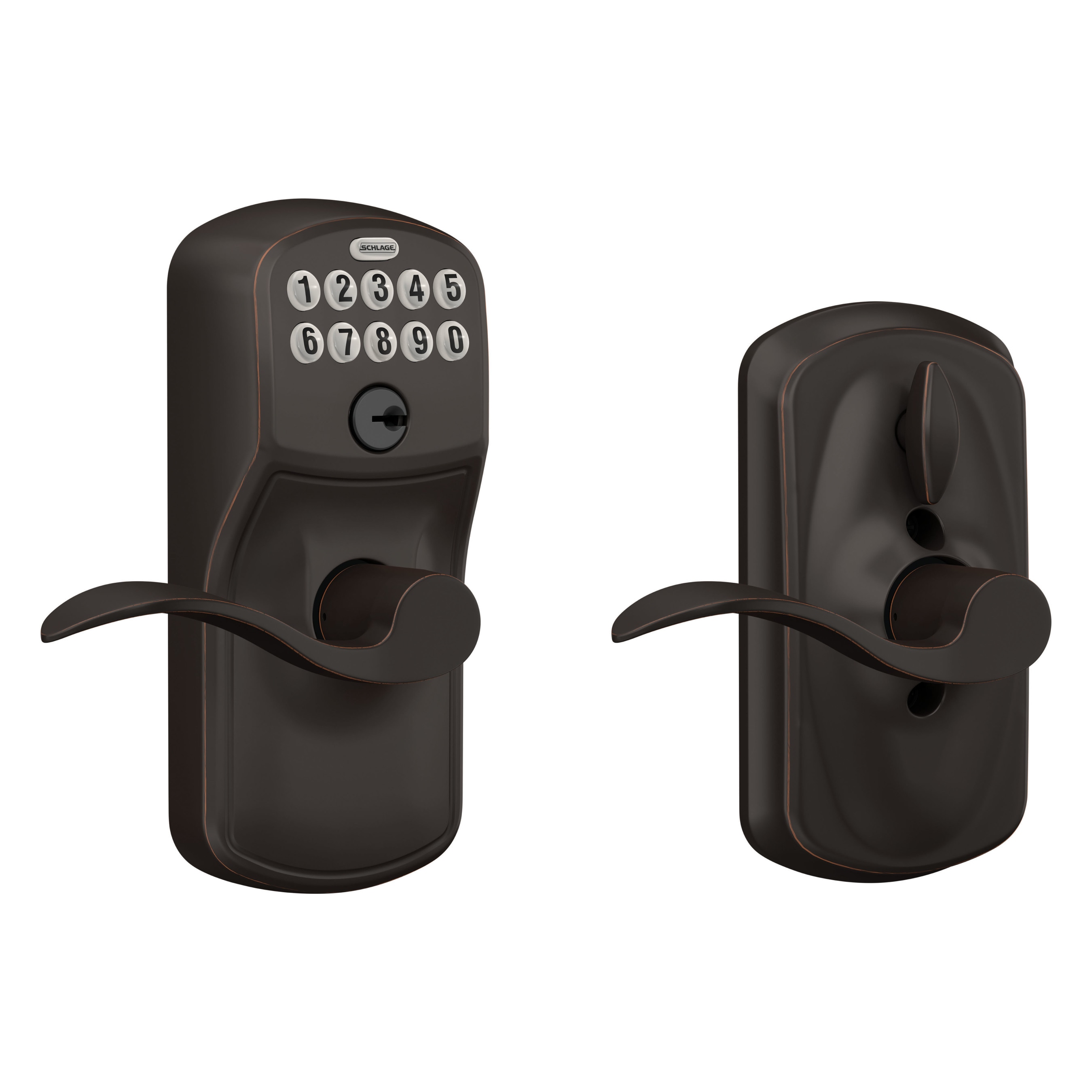 Schlage FE595 PLY 716 ACC Plymouth-Accent Aged Bronze Electronic Handle and Keypad