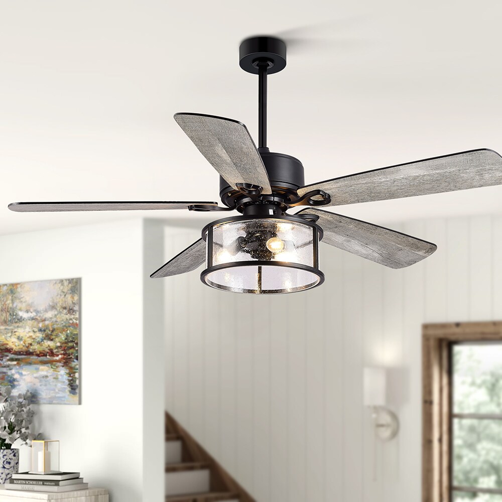 Lamober 52-in Black Indoor Chandelier Ceiling Fan with Light Remote (5 ...