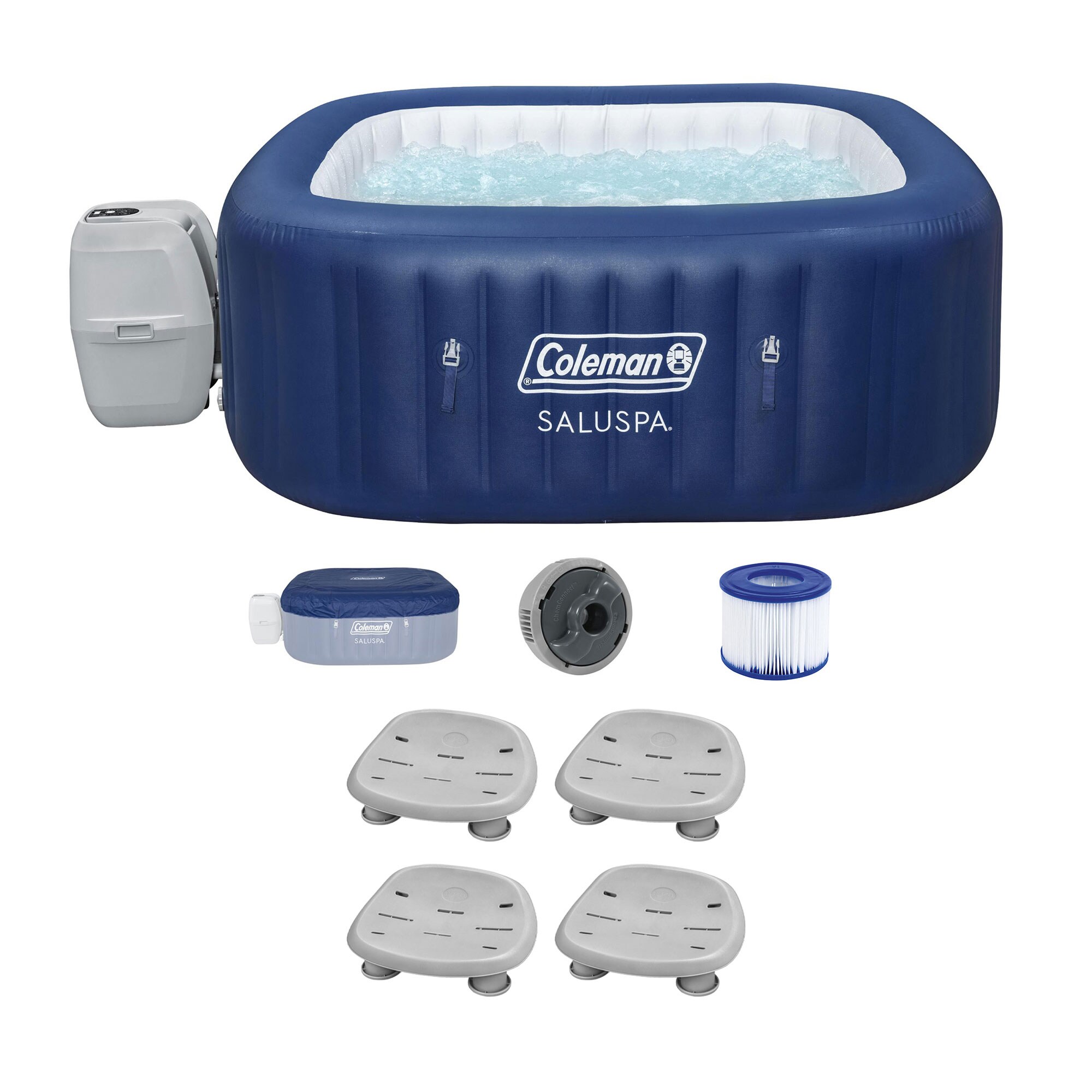 Bestway 396535 SaluSpa 140 Jet 6 -Person Inflatable Square Hot Tub (Cover Included)
