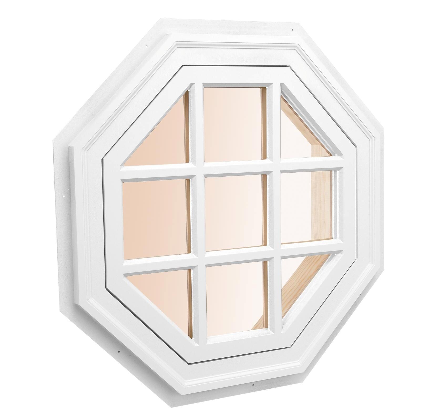 AWSCO OCTW26-9LT 26-in x 26-in x 4-9/16-in Jamb Octagon White Window Grid Included