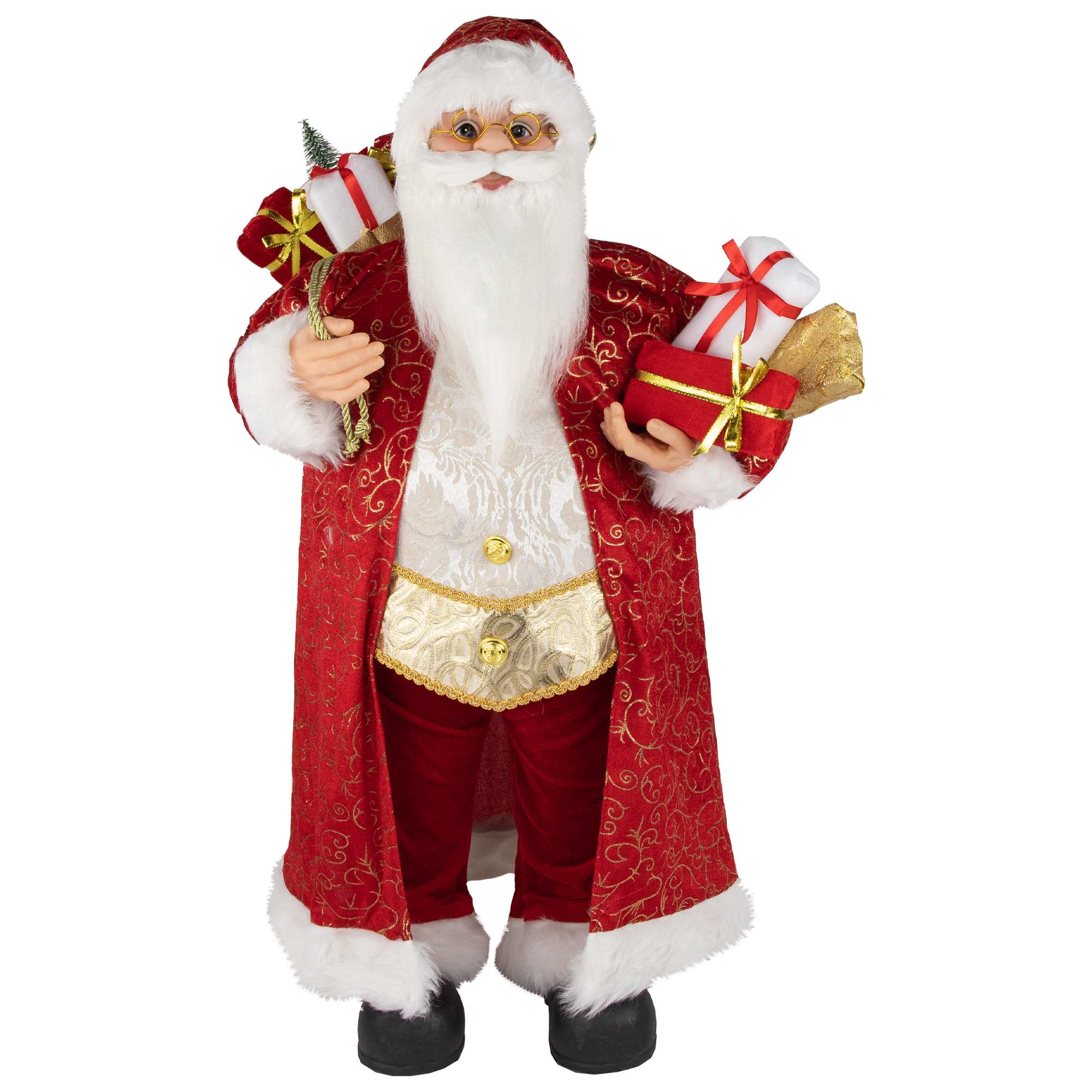 Northlight 32 inch Red and Gold Santa Claus with Gifts Christmas Figure
