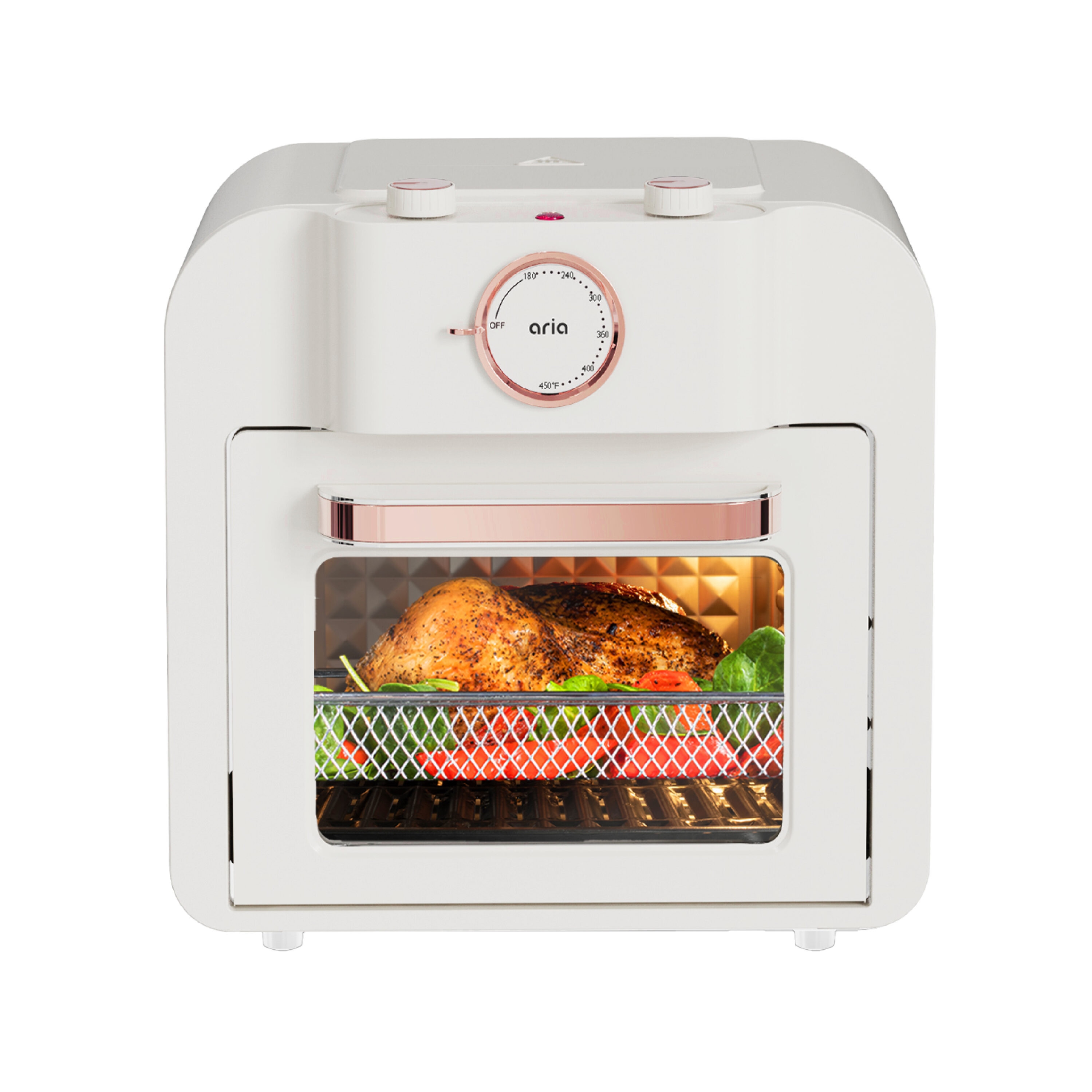Aria 16qt Retro Air Fryer Toaster Oven - White