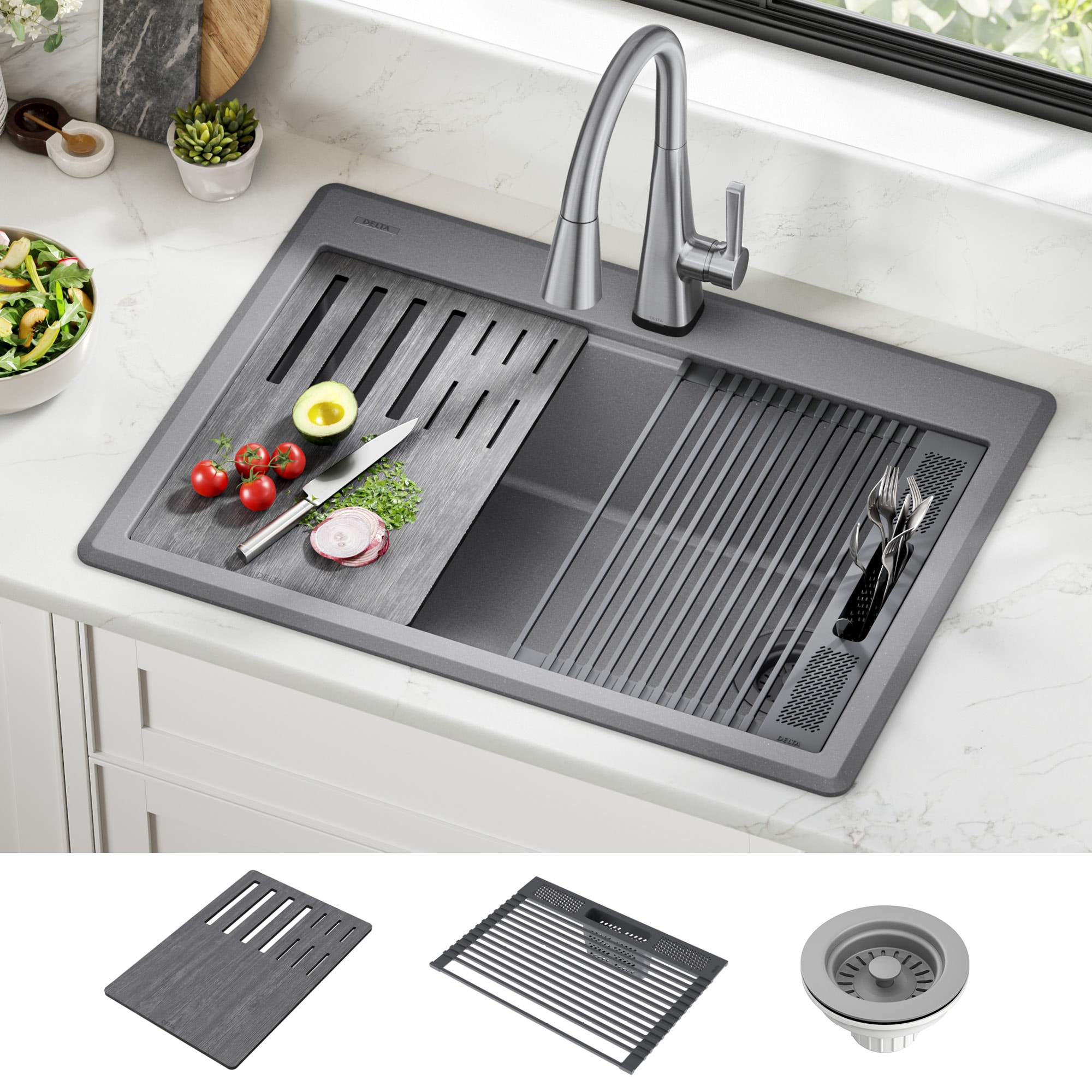 Grand Fusion Kitchen Sink Mat, Grey (Regular)