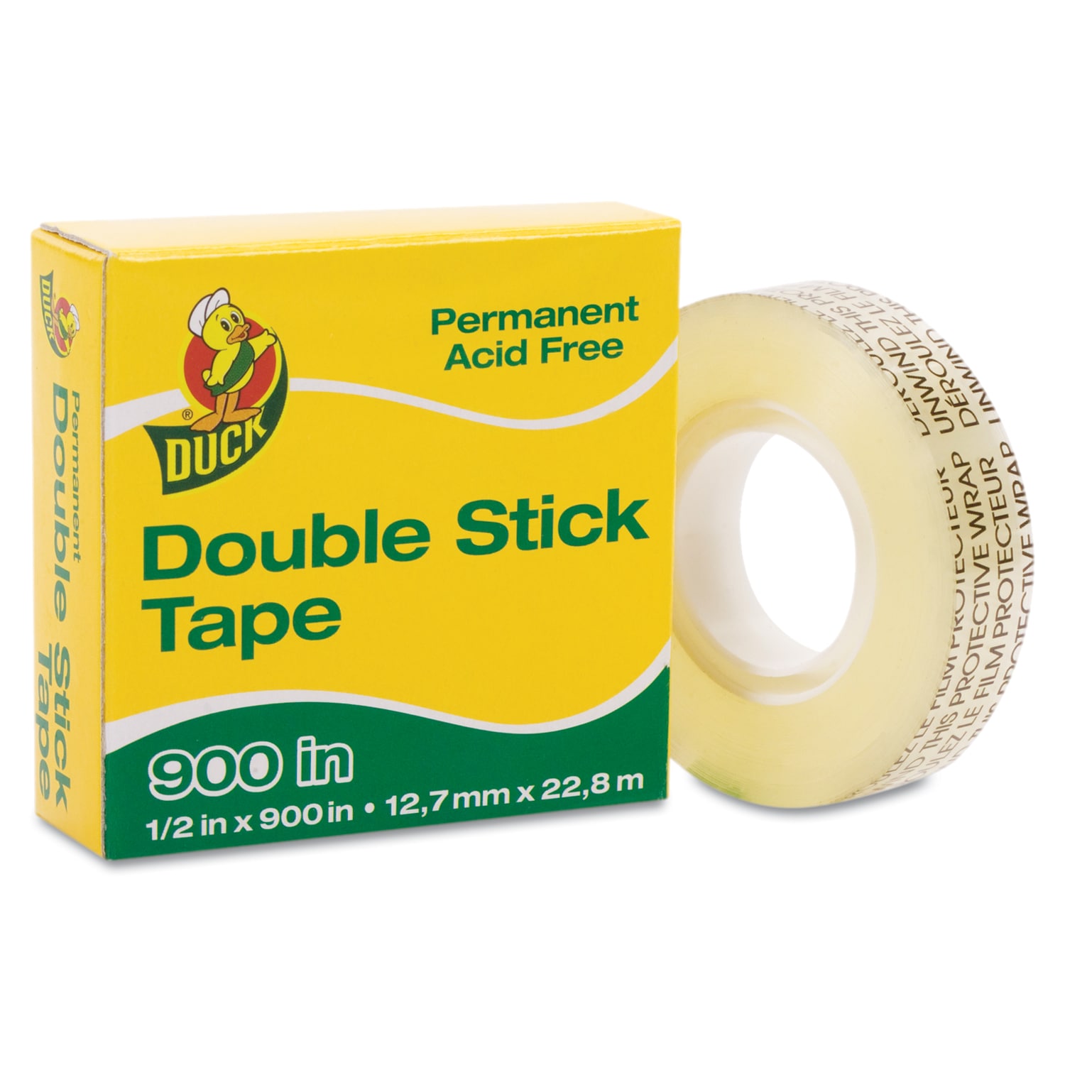 Duck Brand Permanent Double Stick Tape with Dispenser, 1/2-Inch x 300  Inches, Clear, 3-Pack (908397)