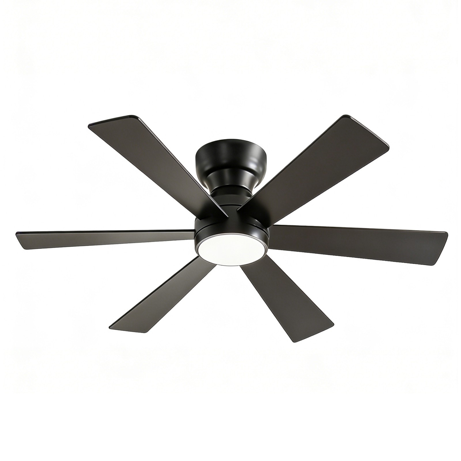 GlasFlength  46-Inch Flush Mount Ceiling Fan With Lights Remote Control Quiet Reversible DC Motor 6 Plywood Blades 6 Speed For Patio Living Room Bedroom Office Indoor Matte Black