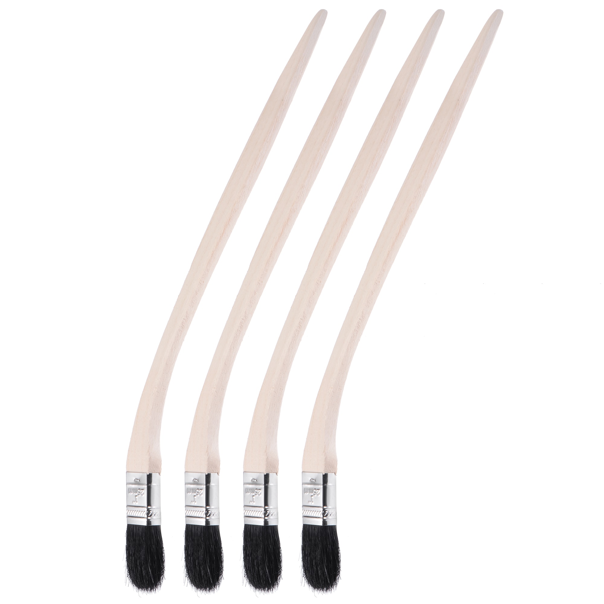 Unique Bargains Bent Radiator Paint Brush 16 Inch Length 1 Inch Width Bristle with Long Wood Handle for Wall Treatment Black 4pcs