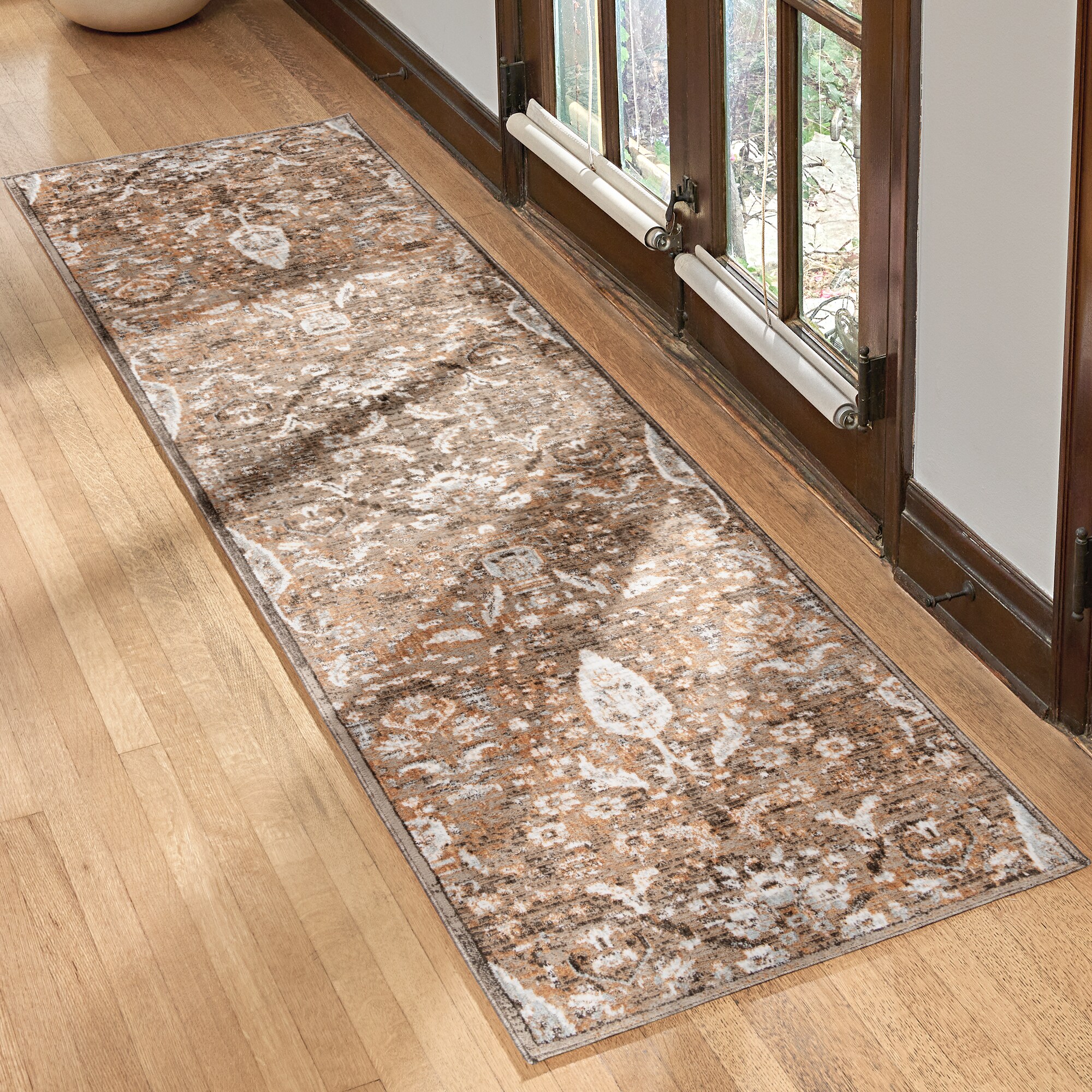 GERTMENIAN 23806 Damita Gavi 2 x 8 (ft) Loomed Brown and gold Rectangular Indoor Medallion Moroccan Pet Friendly Runner rug