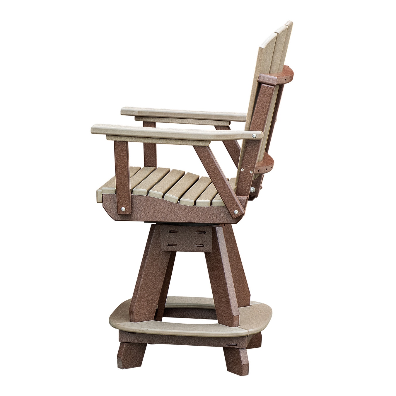 American Furniture Classics 130-C-WWTB ADIRONDACK Brown HDPE Frame Swivel Counter-height Chair with Slat Seat