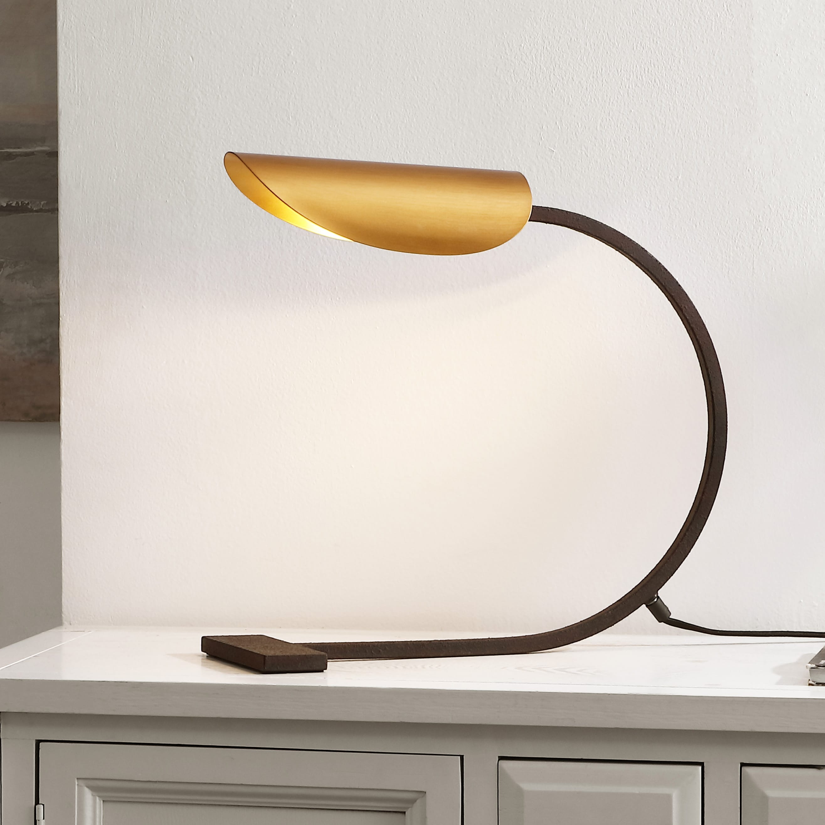 Safavieh TBL4553A Table Lamps 14.5-in Gold LED Incandescent Table Lamp with Metal Shade