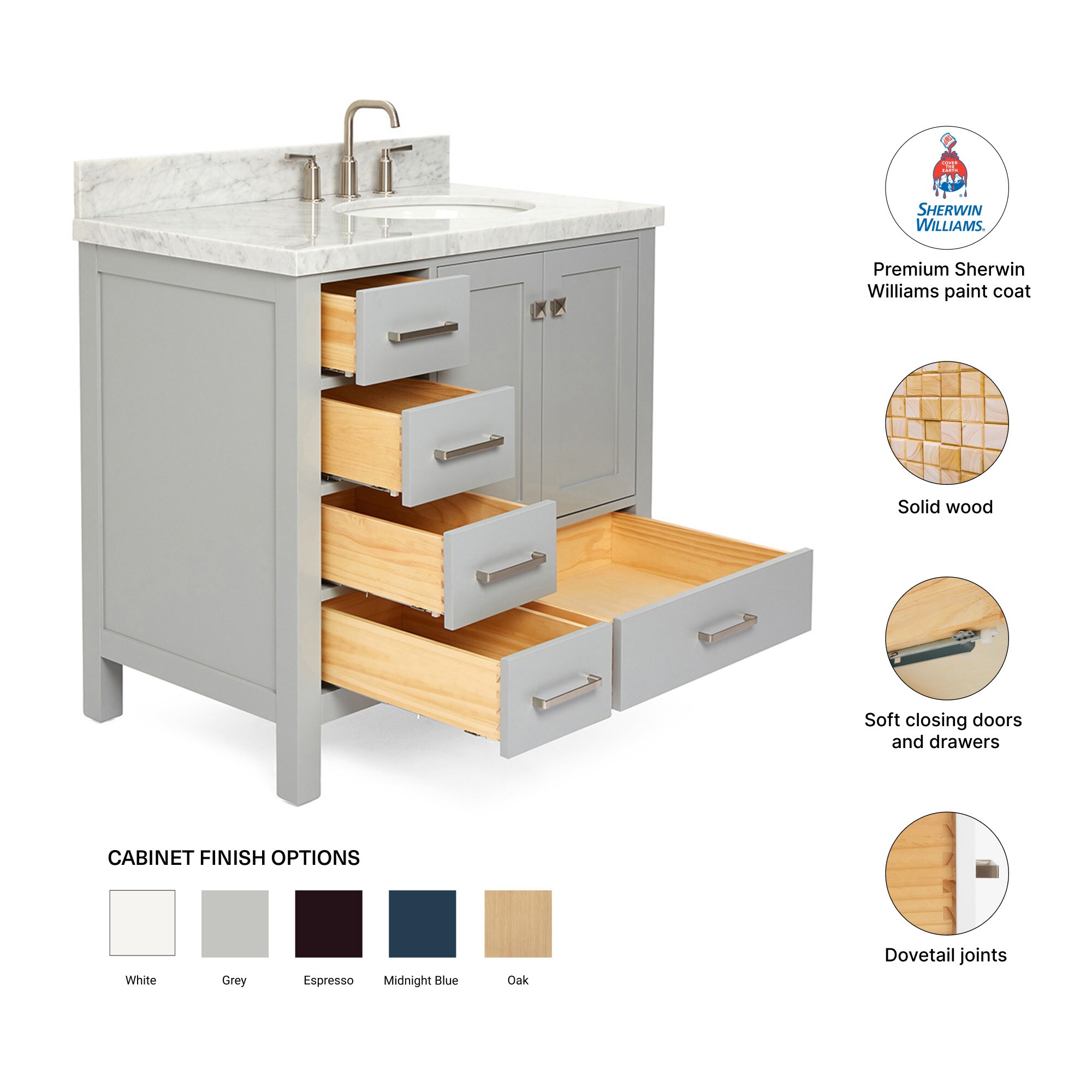 ARIEL A037S-R-VO-GRY Bath-Vanity-Combo - View #5