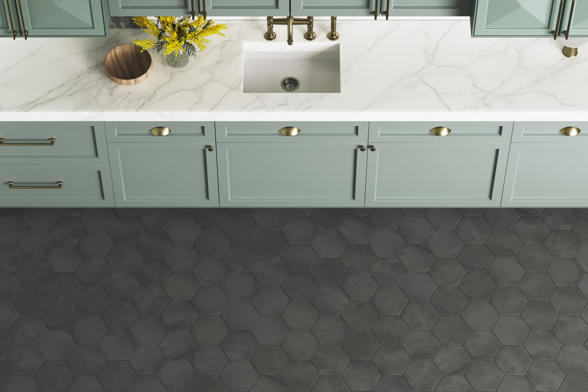 Satori Nouveau Nero Hexagon 7-in x 8-in Matte Porcelain Encaustic Floor ...